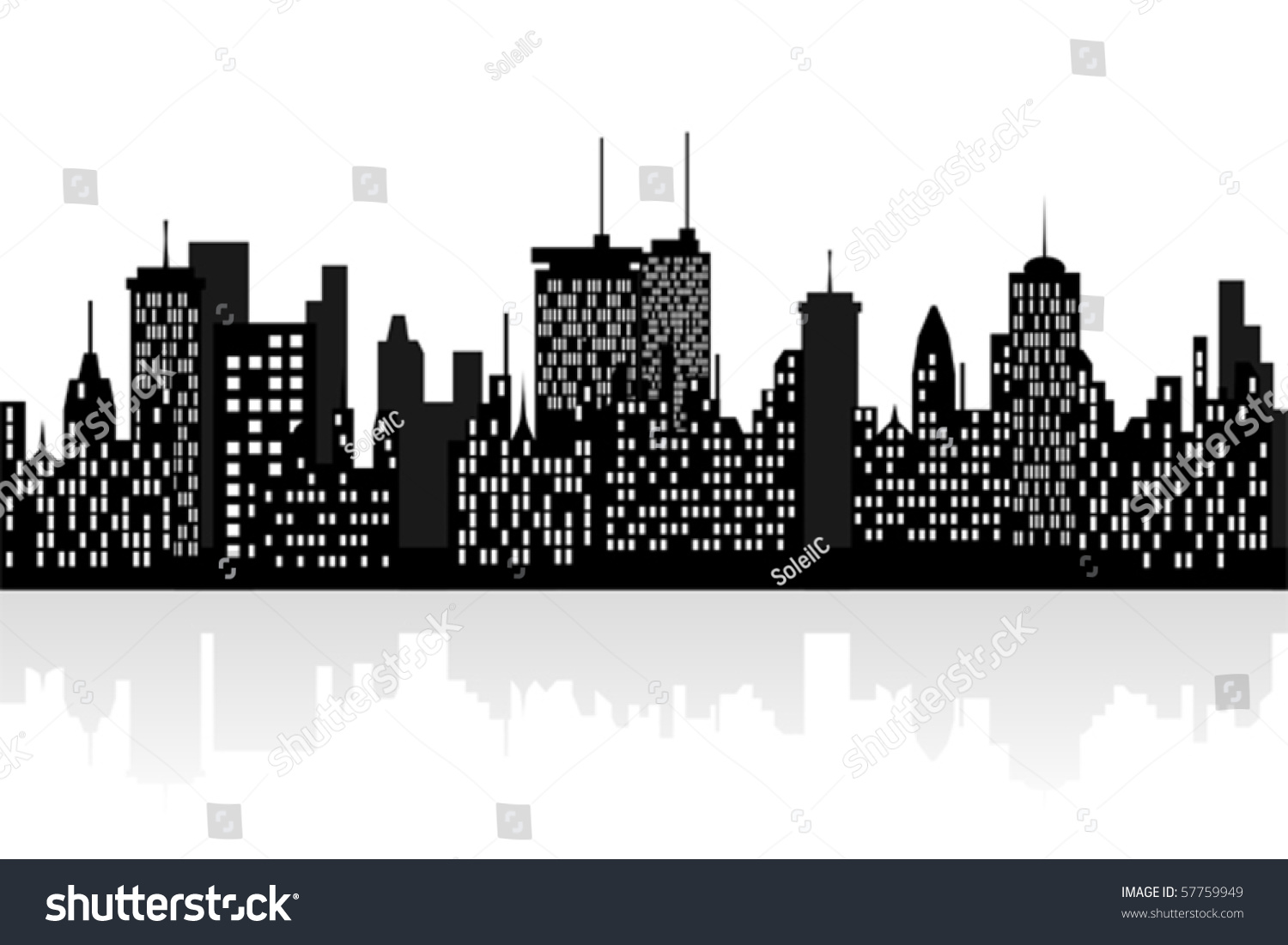 Big City Skyline Tall Skyscrapers Stock Vector (Royalty Free) 57759949 ...