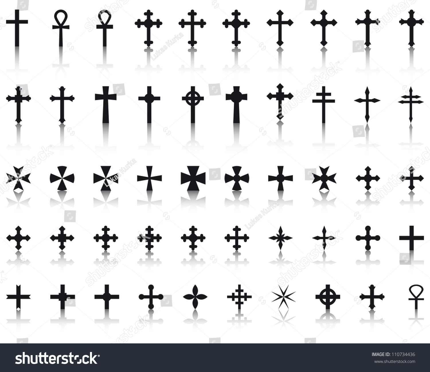 Big Collection Of Crosses Isolated On White Background Stock Vector ...