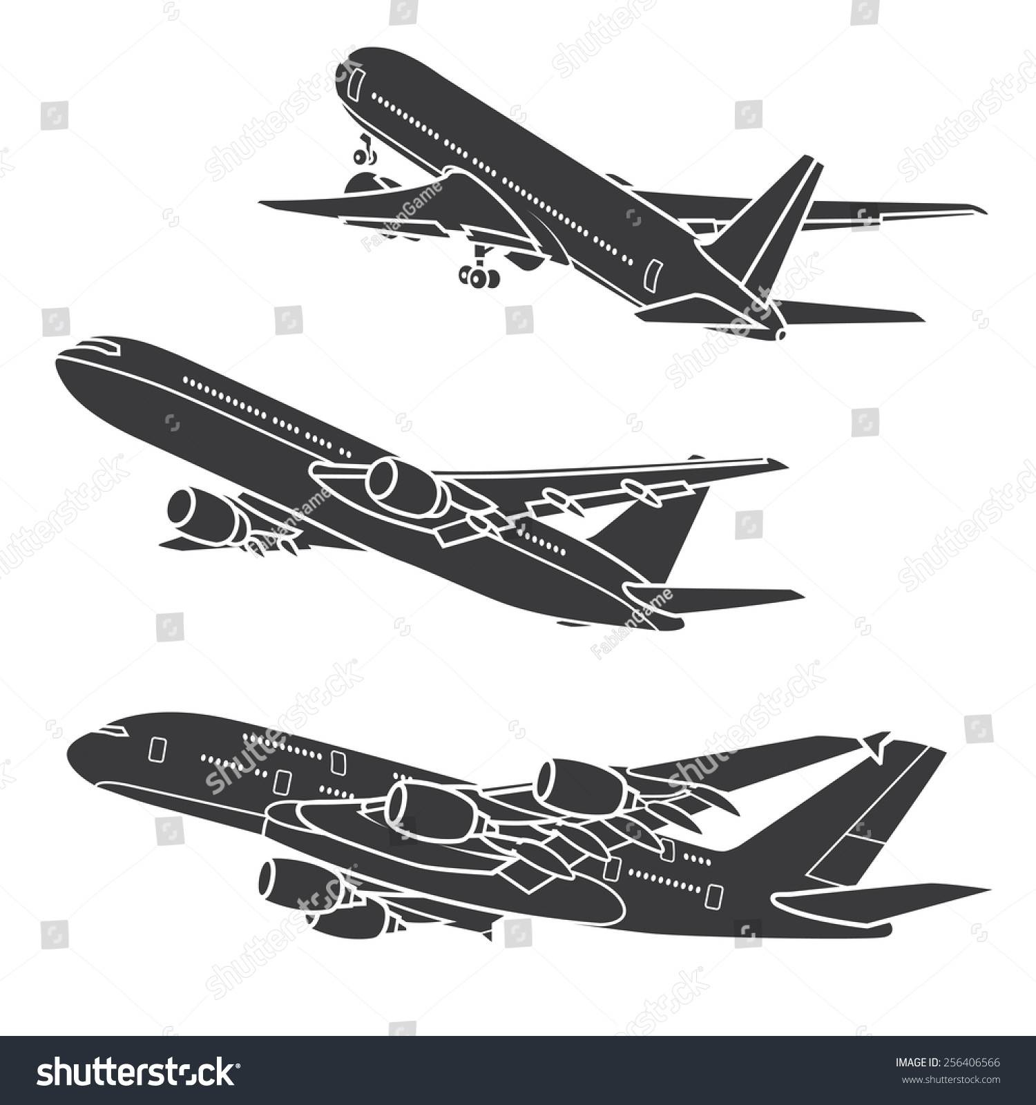 SVG of Big Commercial airplanes. Vector illustration. svg