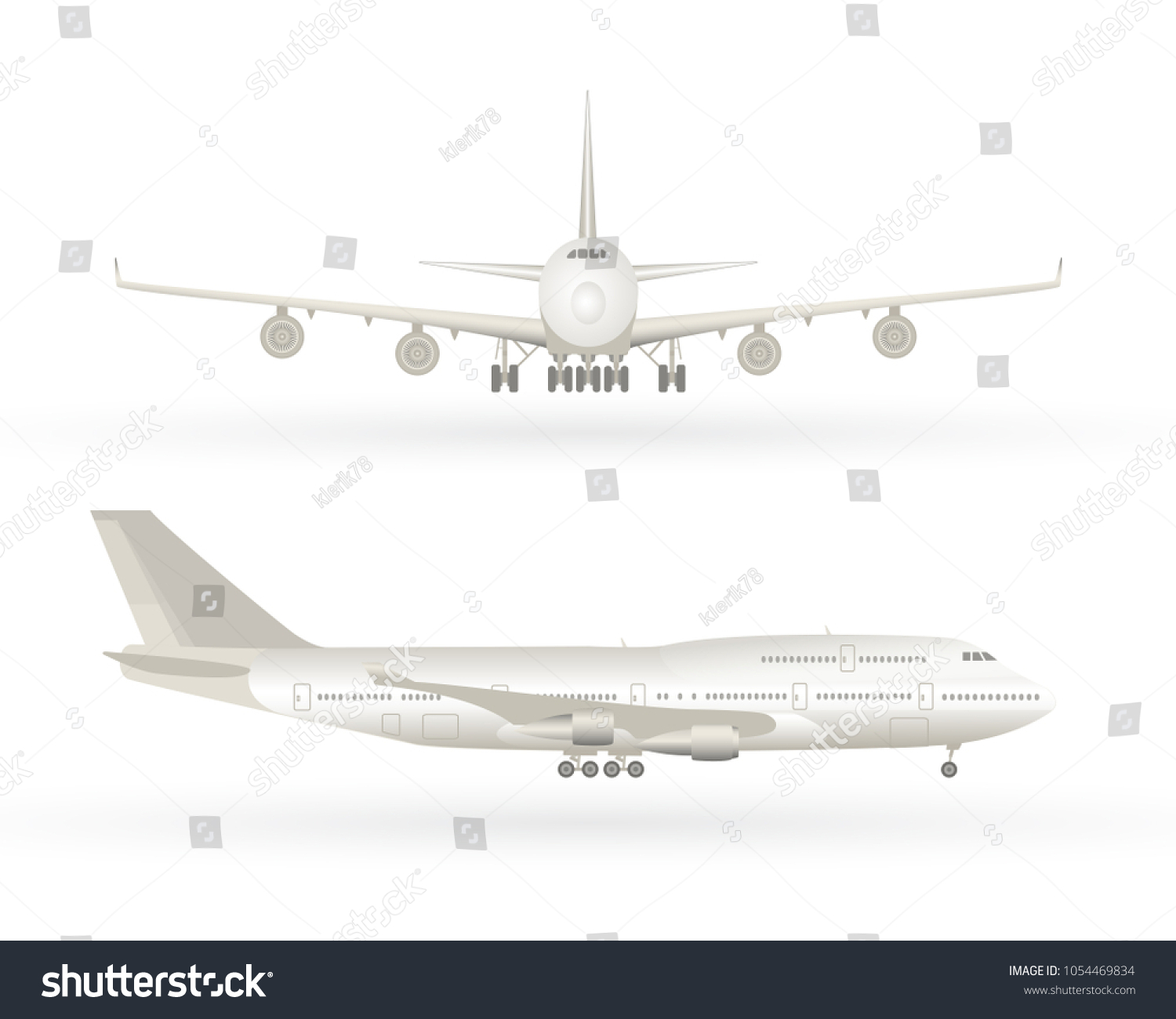 SVG of Big commercial jet airplane. Airplane in profile, from the front view. Aeroplane isolated. Aircraft vector illustration. Airline Concept Travel Passenger plane set. Jet commercial airplane. svg