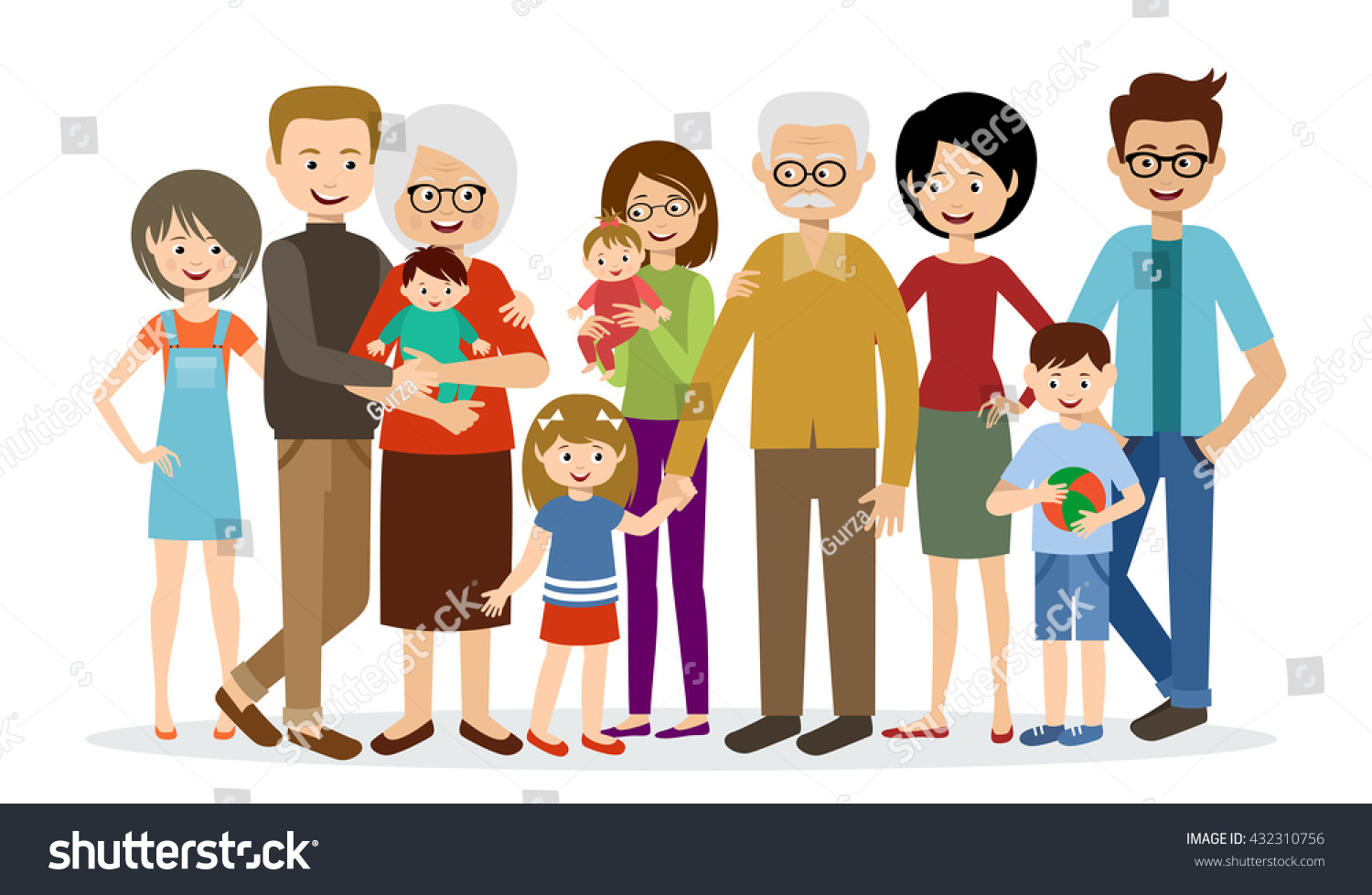 Big Family On White Background Stock Vector (Royalty Free) 432310756 ...