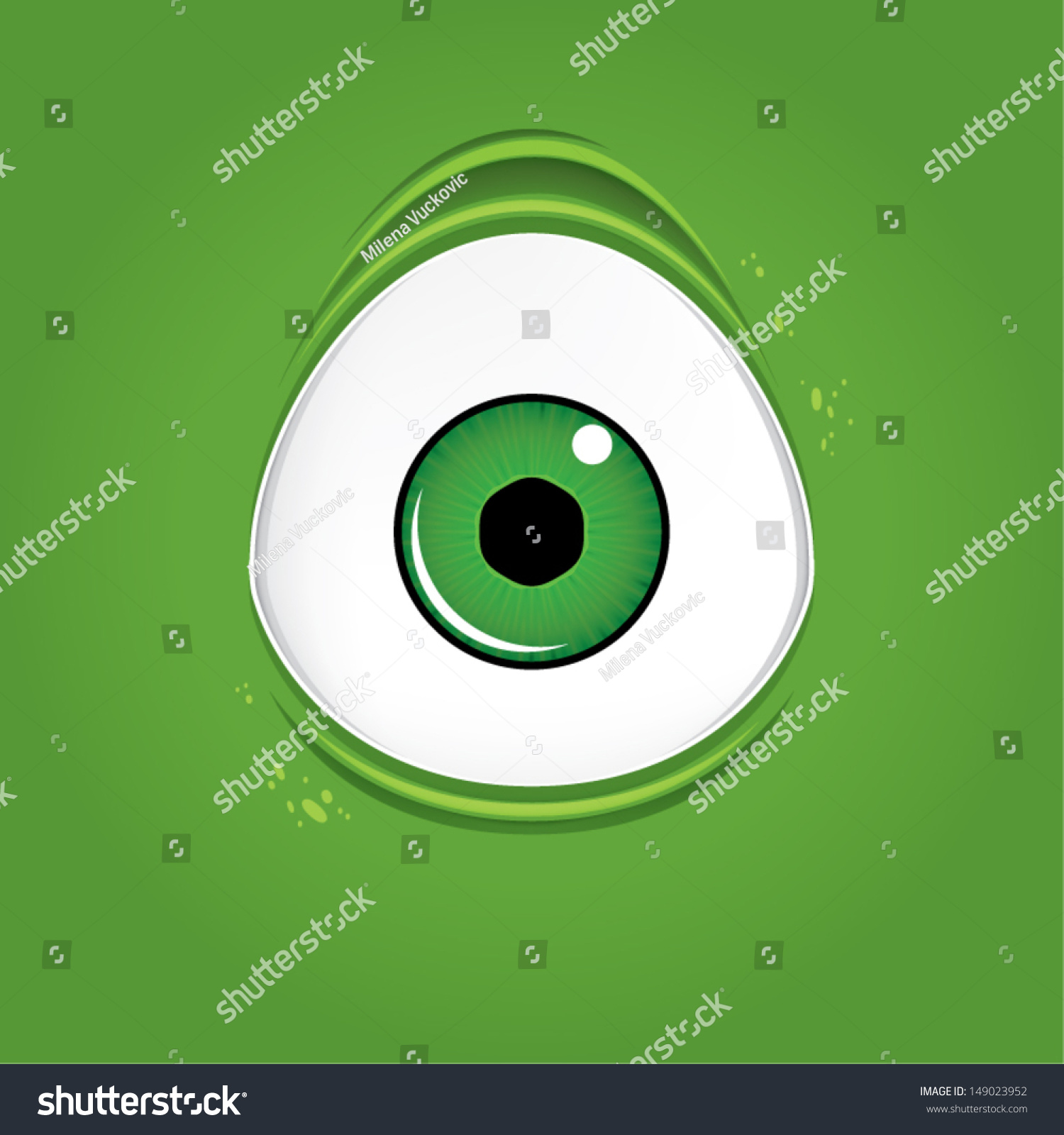 Big Green Monster Eye Vector Illustration Stock Vector (Royalty Free ...