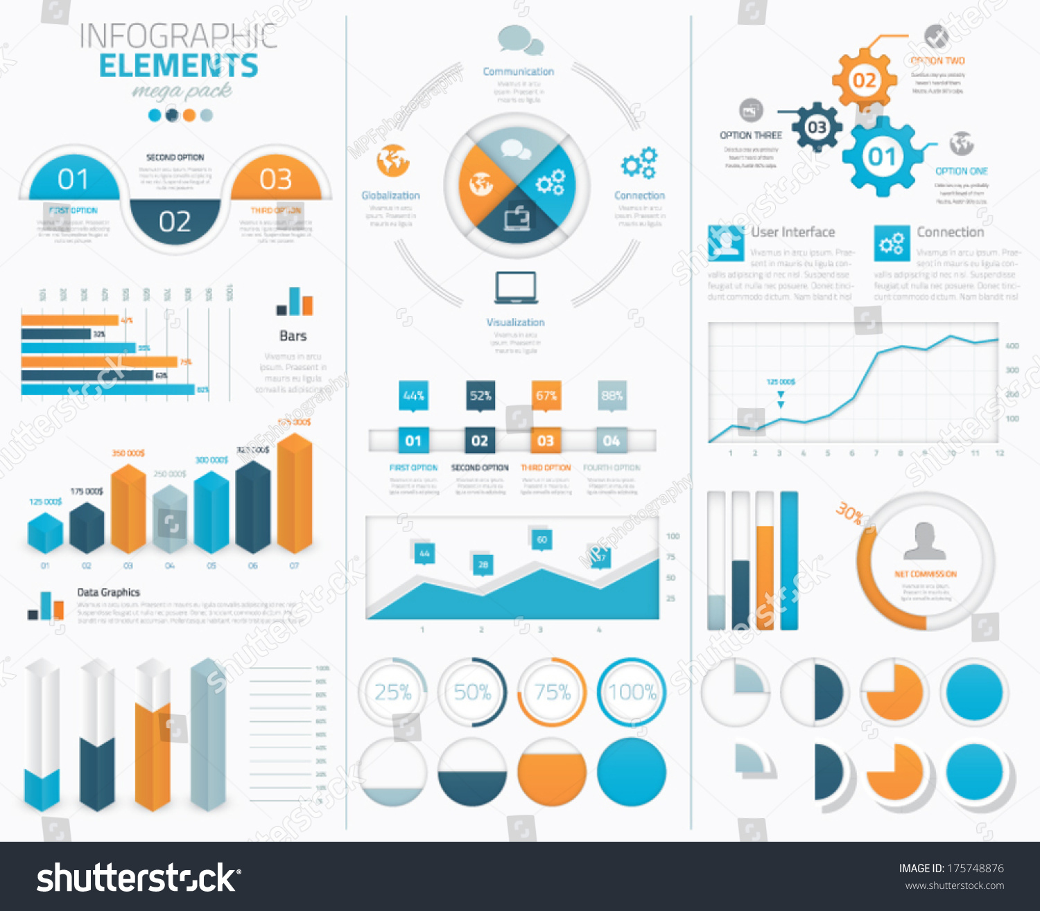 Big Infographic Vector Elements Collection Display Stock Vector ...