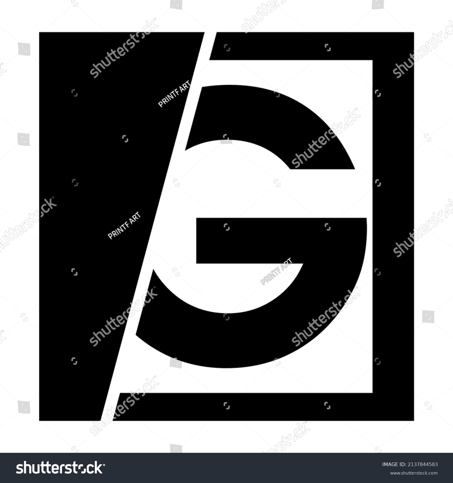 Big Letter G Logo Design Square Stock Vector (Royalty Free) 2137844583 ...