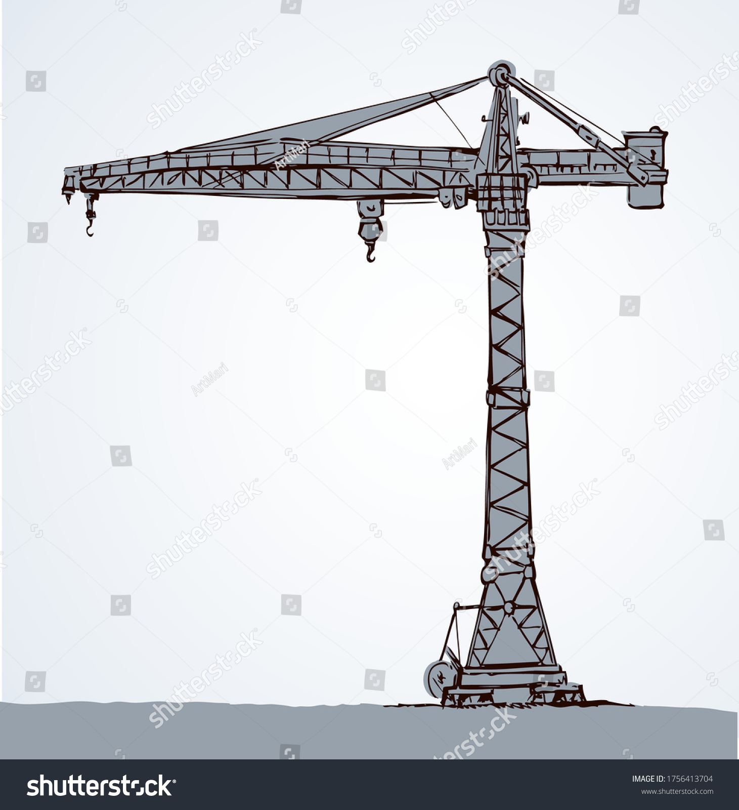 Big Metal Jib Erection Height Build Stock Vector (Royalty Free) 1756413704