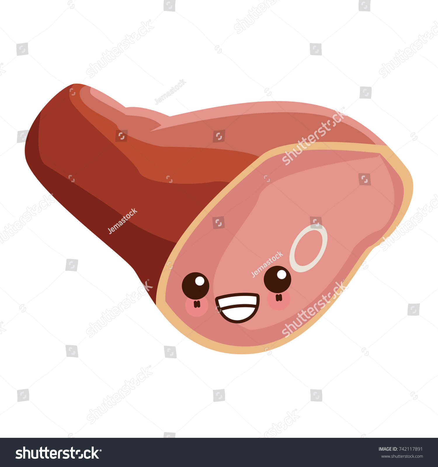 Big Pork Ham Cute Kawaii Cartoon Vector de stock libre de regalías 742117891 Shutterstock