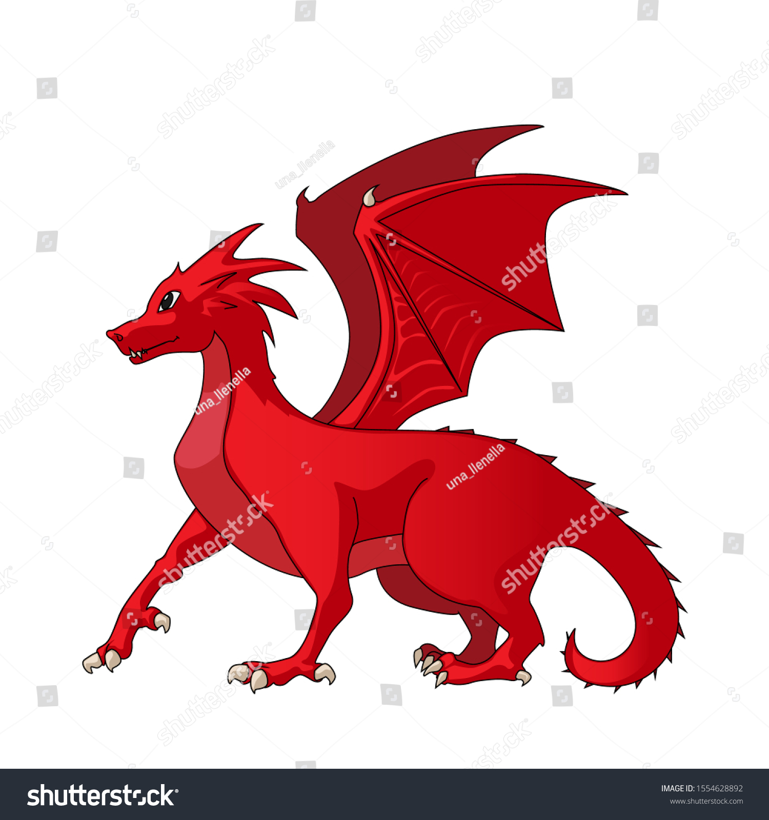 Big Red Dragon Isolated On White Stock Vector (Royalty Free) 1554628892 ...