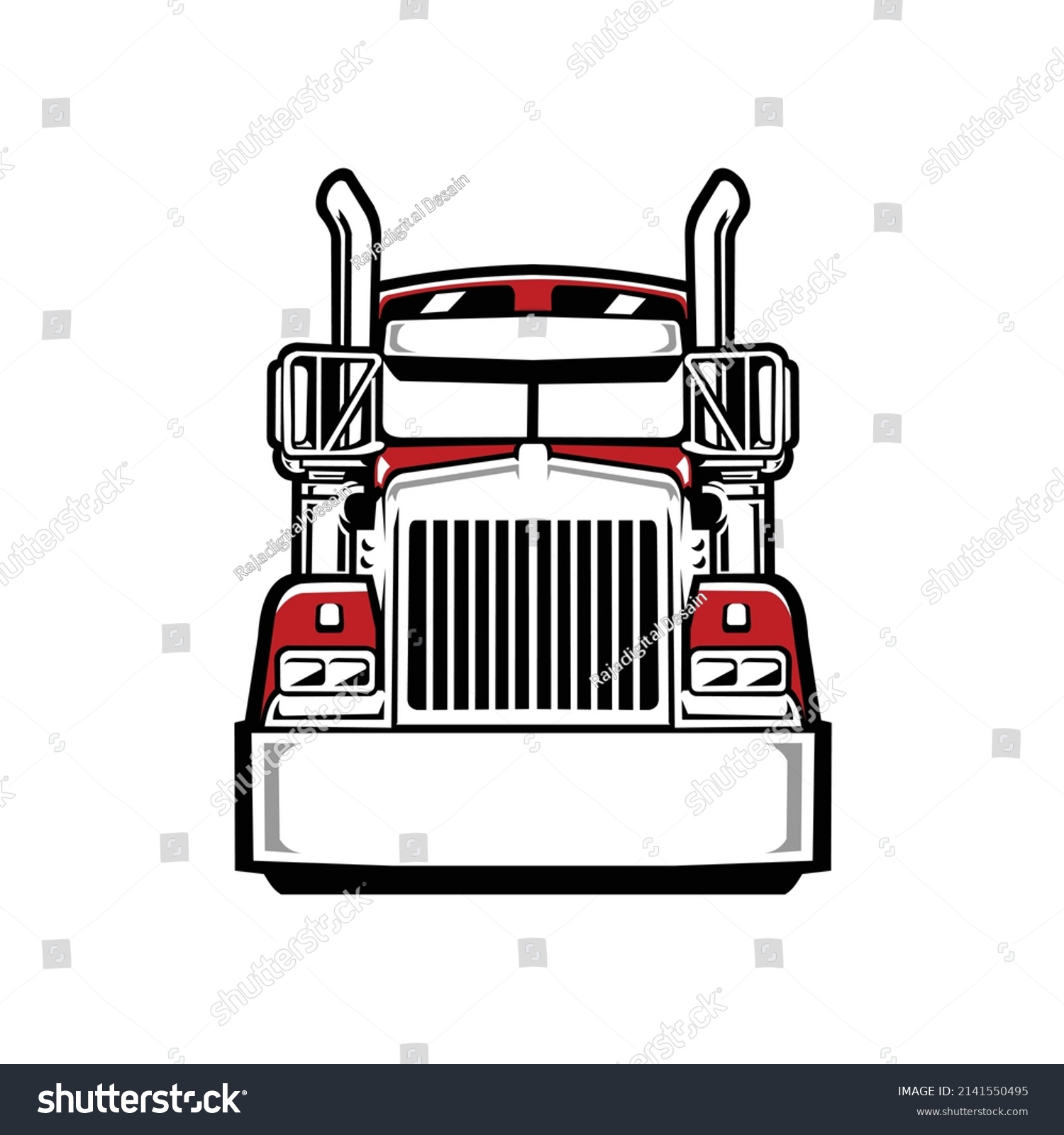 Big Rig Front View Vector Semi Stock Vector (Royalty Free) 2141550495