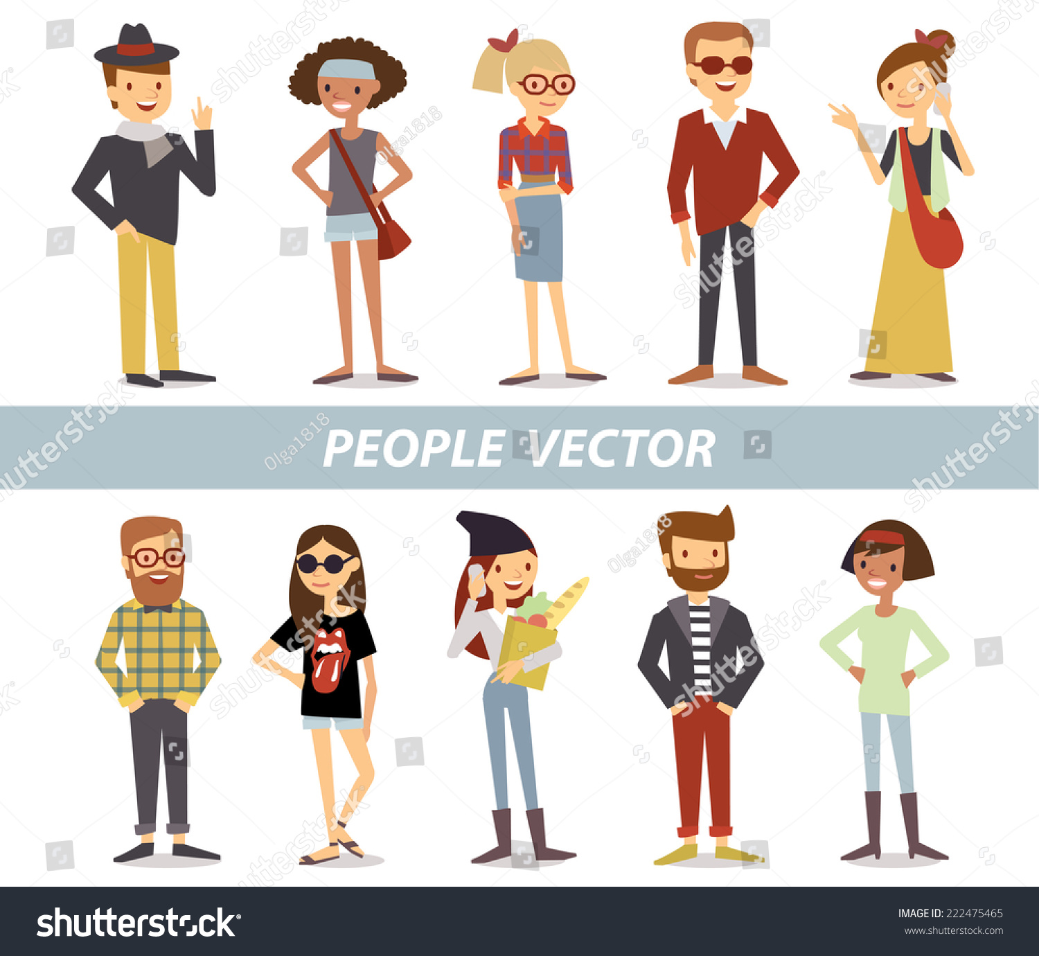 Big Set Group Diverse Flat Cartoon Stock Vector (Royalty Free) 222475465