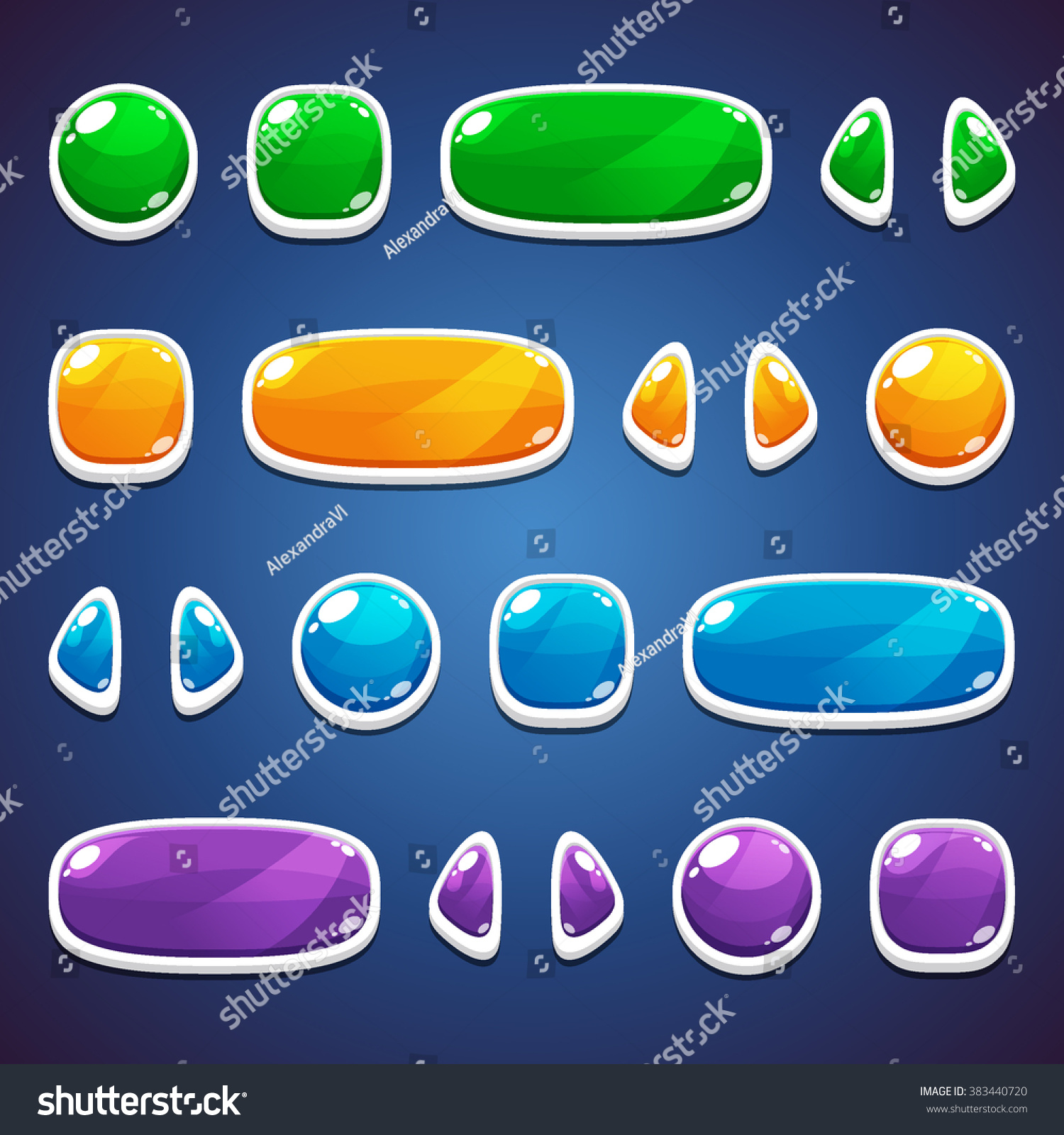 Big Set Of Colorful Cartoon Buttons Of Different Shapes For The User ...