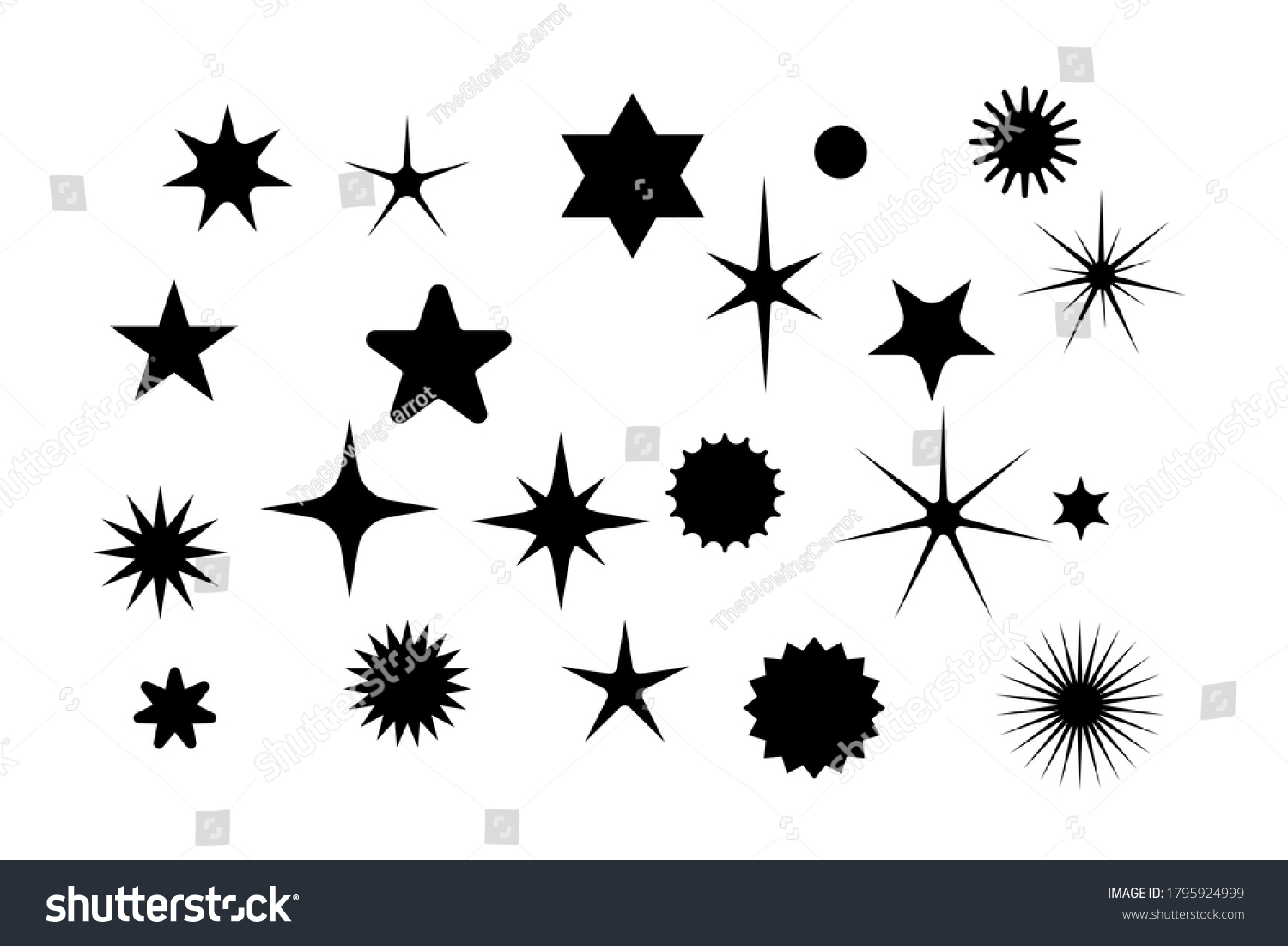 Big Set Different Black Stars Shapes Stock Vector (Royalty Free ...