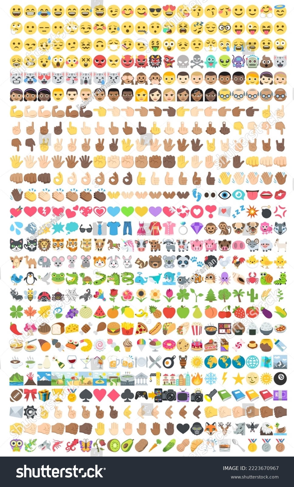 SVG of Big set of emoticon all icons. Cartoon emoji set. Vector emoticon set svg