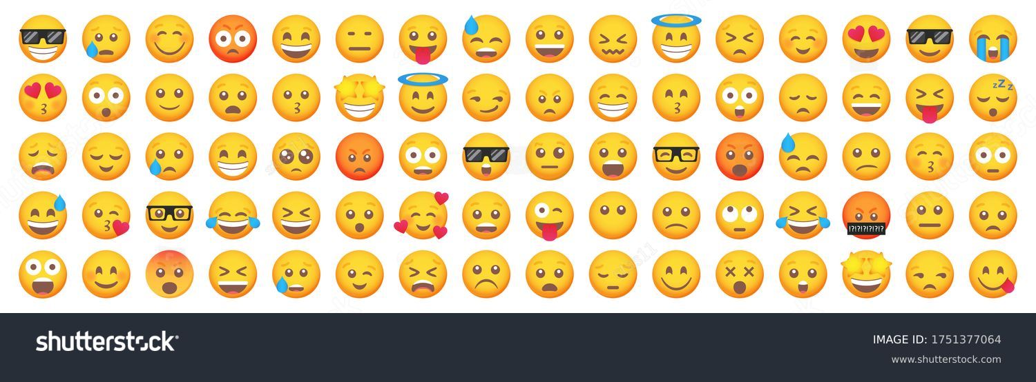 SVG of Big set of emoticon smile icons. Cartoon emoji set. Vector emoticon set svg
