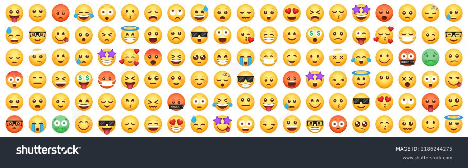 SVG of Big set of 120 emoticon smile icons. Cartoon emoji set. Vector emoticon set svg