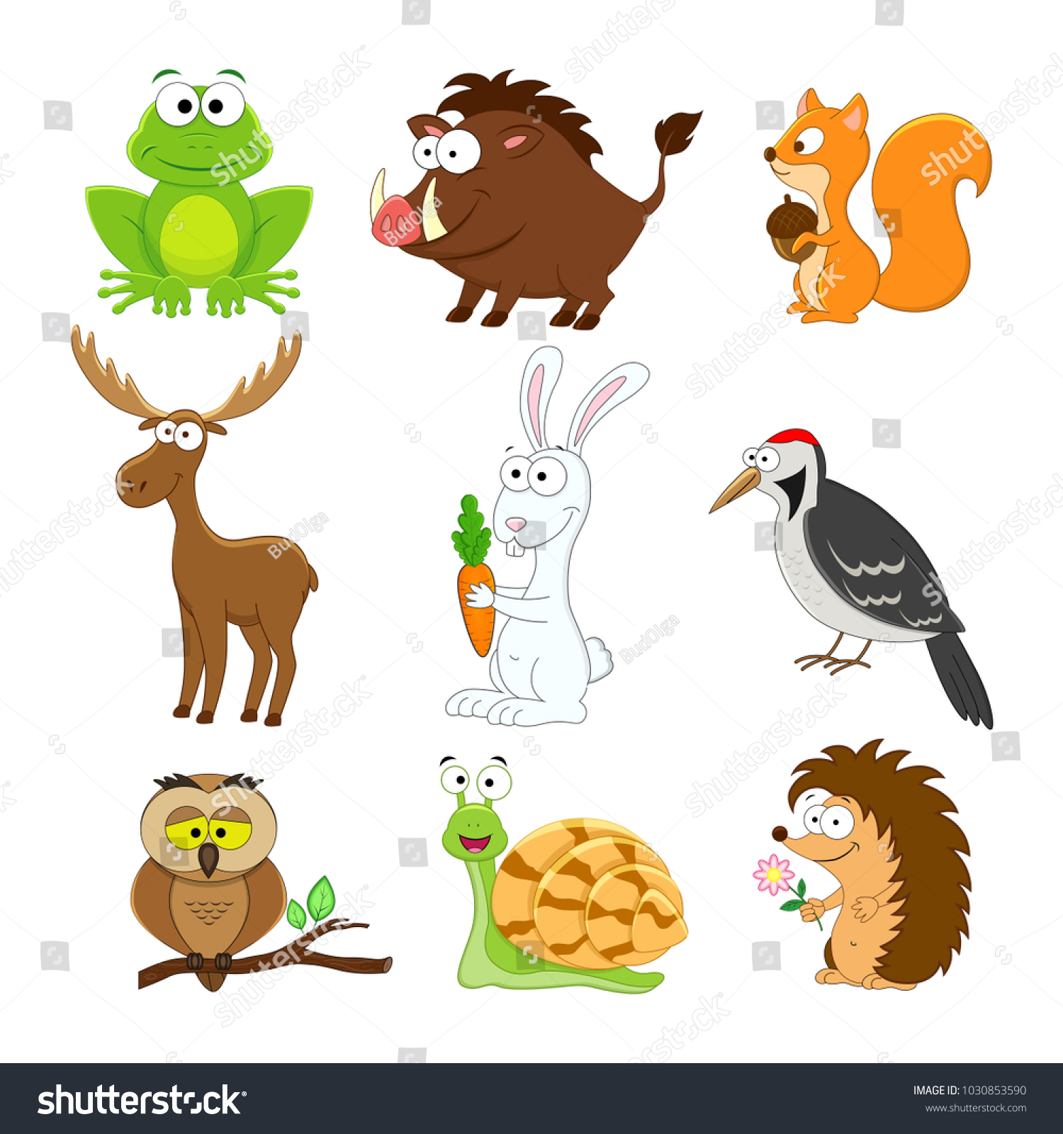 Big Set Forest Animals Cartoon Style Stock Vector (Royalty Free) 1030853590