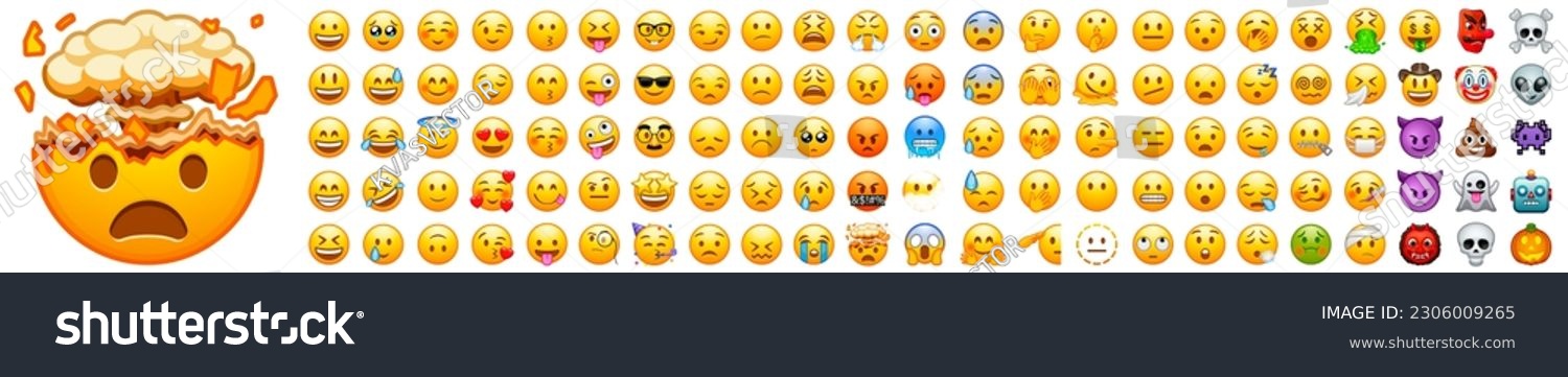 SVG of Big set of iOS emoji. Funny emoticons faces with facial expressions. Full editable vector icons. iOS emoji. Detailed emoji icon from the Telegram app. WhatsApp, Facebook, twitter, instagram. svg