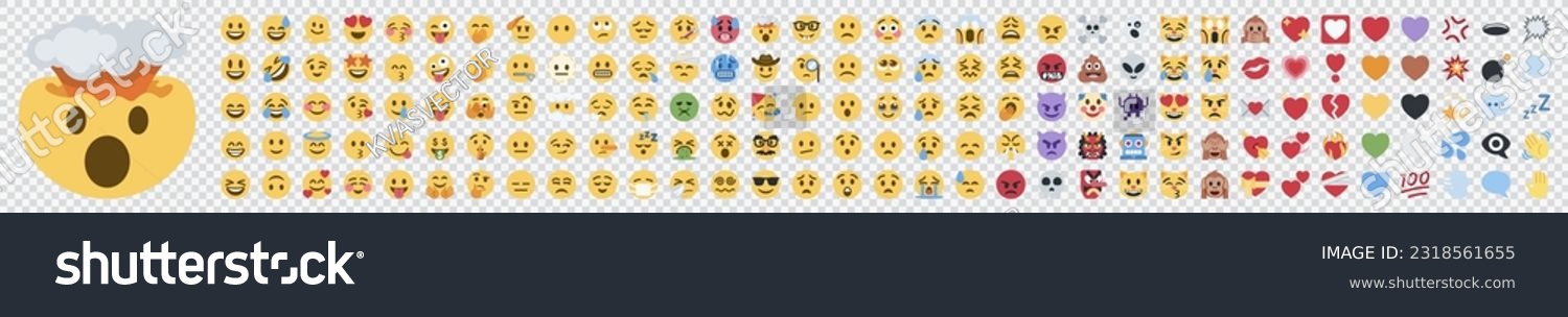 SVG of Big set of iOS emoji. Funny emoticons faces with facial expressions. Full editable vector icons. iOS emoji. Detailed emoji icon from the WhatsApp, Facebook, twitter. On transparent background. svg