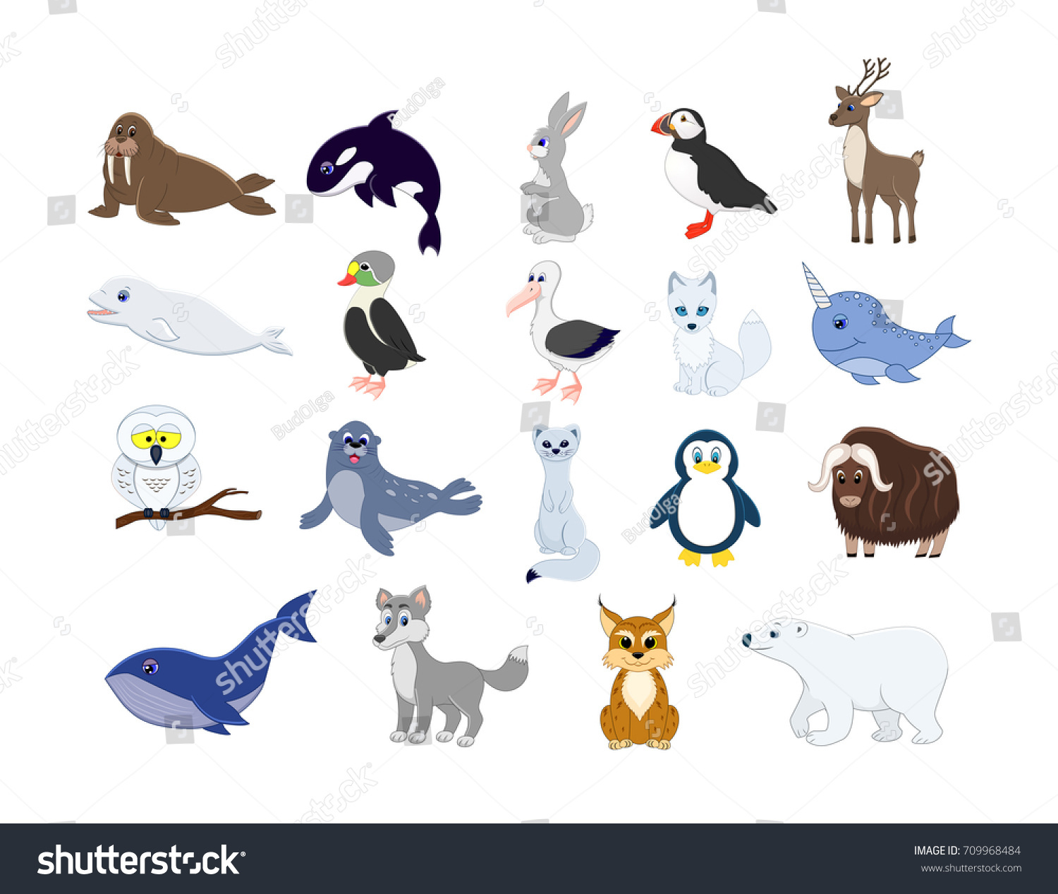 Big Set North Animals Cartoon Arctic Stock Vector (Royalty Free) 709968484