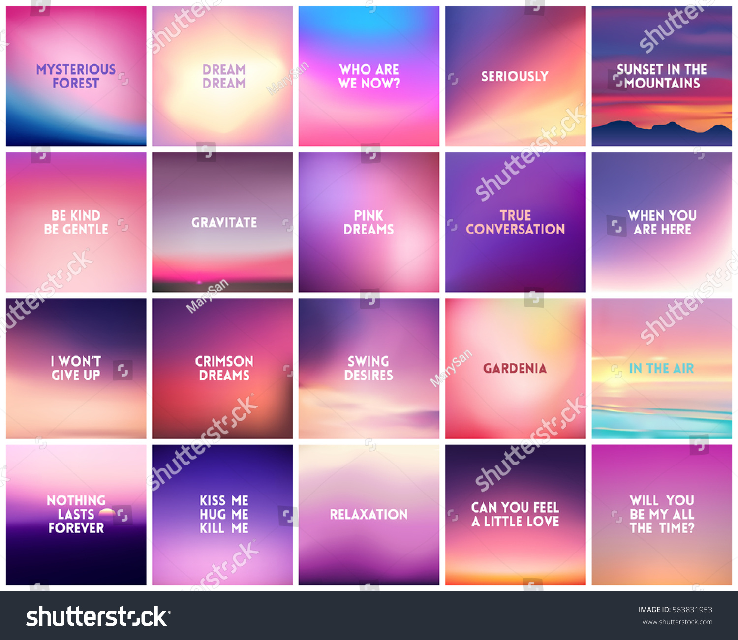 Big Set Square Blurred Nature Stock Vector Royalty Free