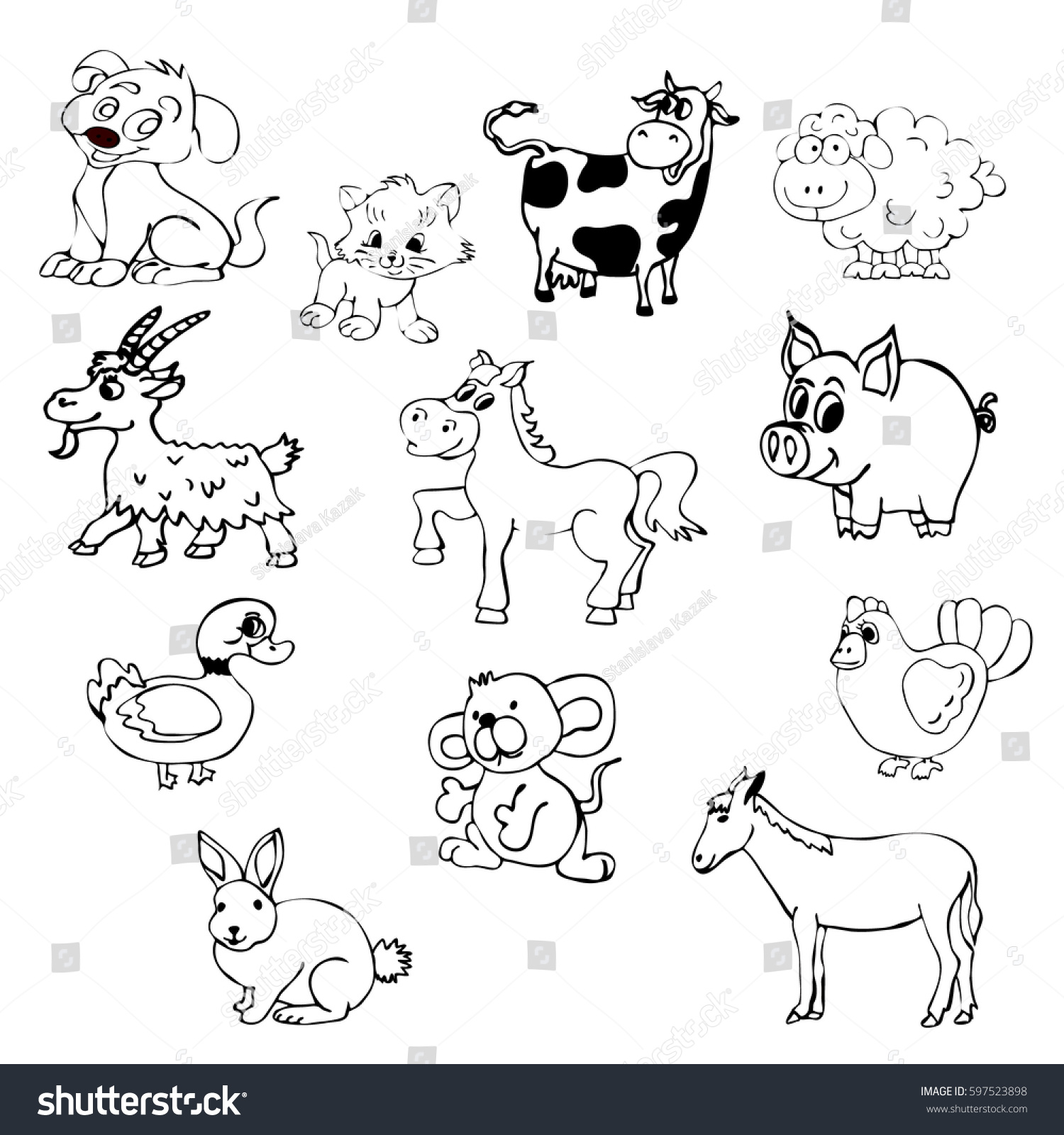 Big Set Vector Baby Animals Isolated Stock Vector 597523898 - Shutterstock