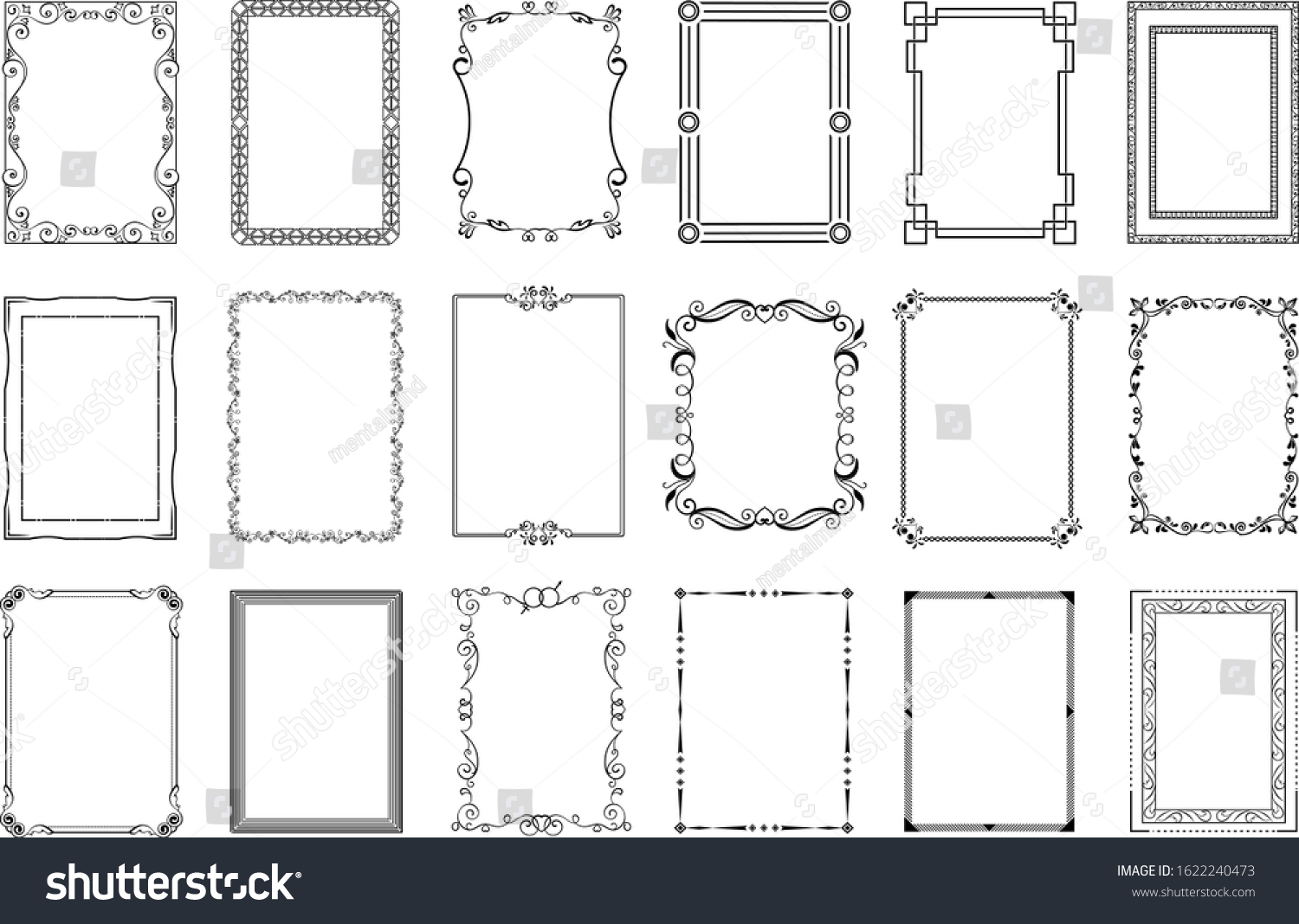 Big Set Vector Decorative Frames Isolated Stock Vector (Royalty Free ...