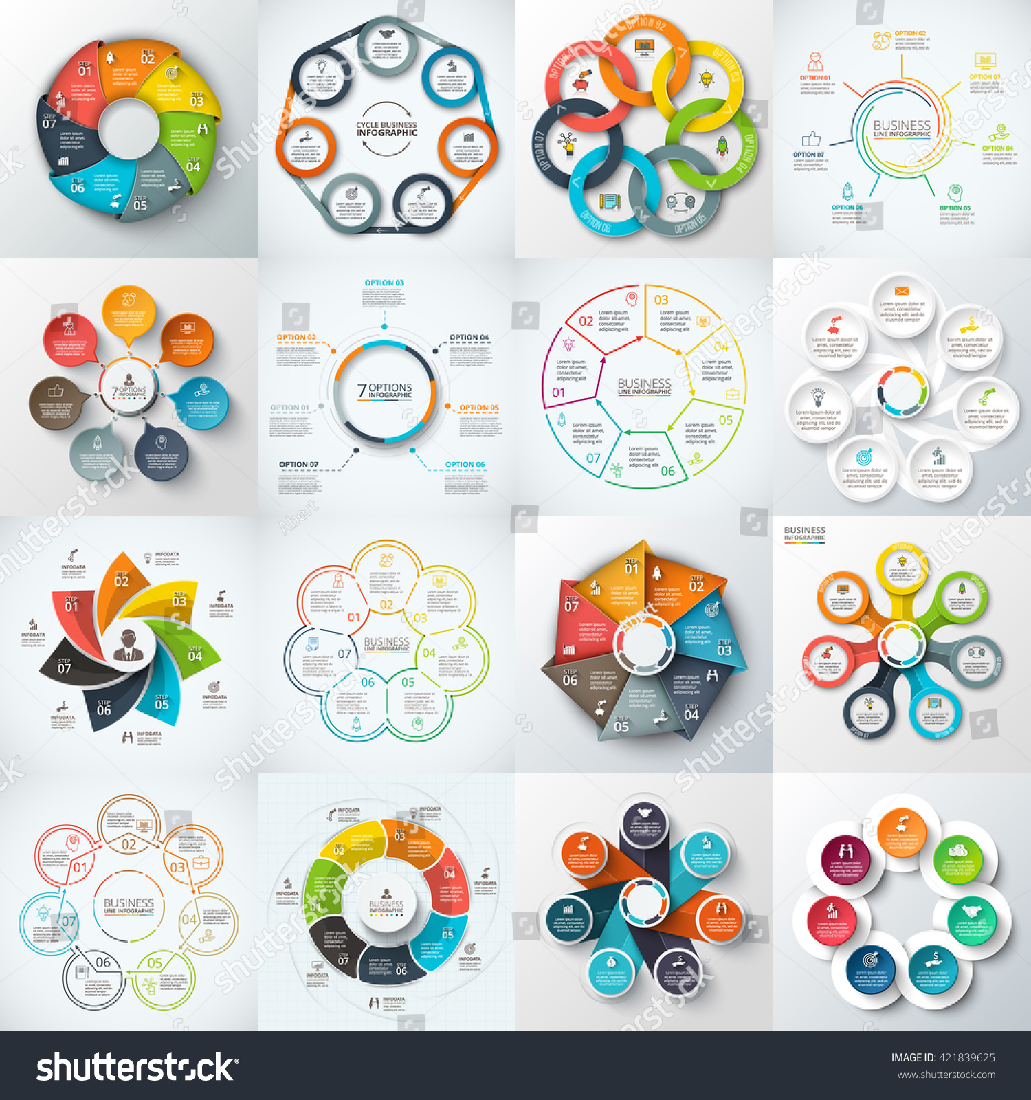 Big Set Vector Heptagons Circles Other Stock Vector (Royalty Free ...