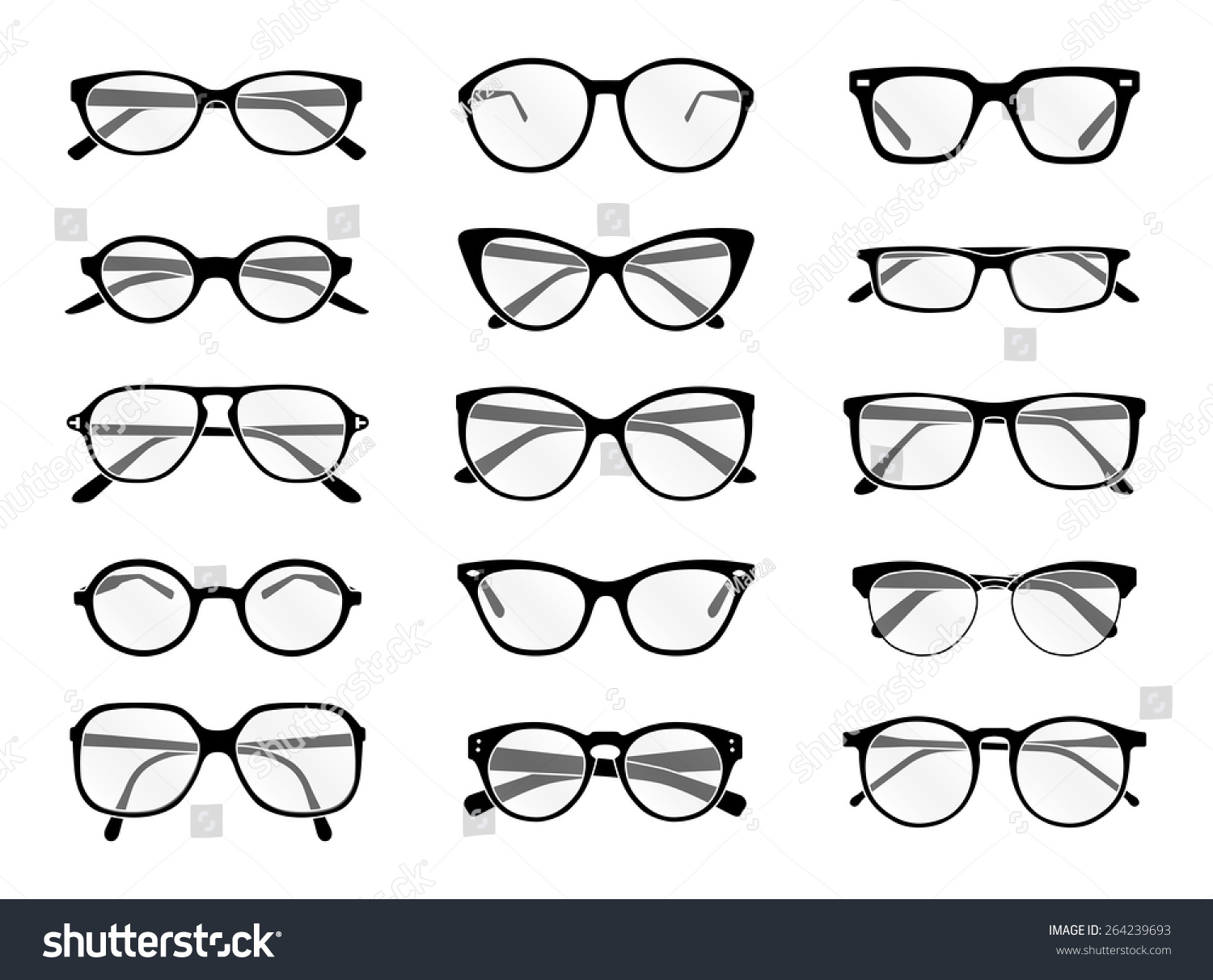 Big Set Vector Isolated Spectacles Black Stock Vector (royalty Free 