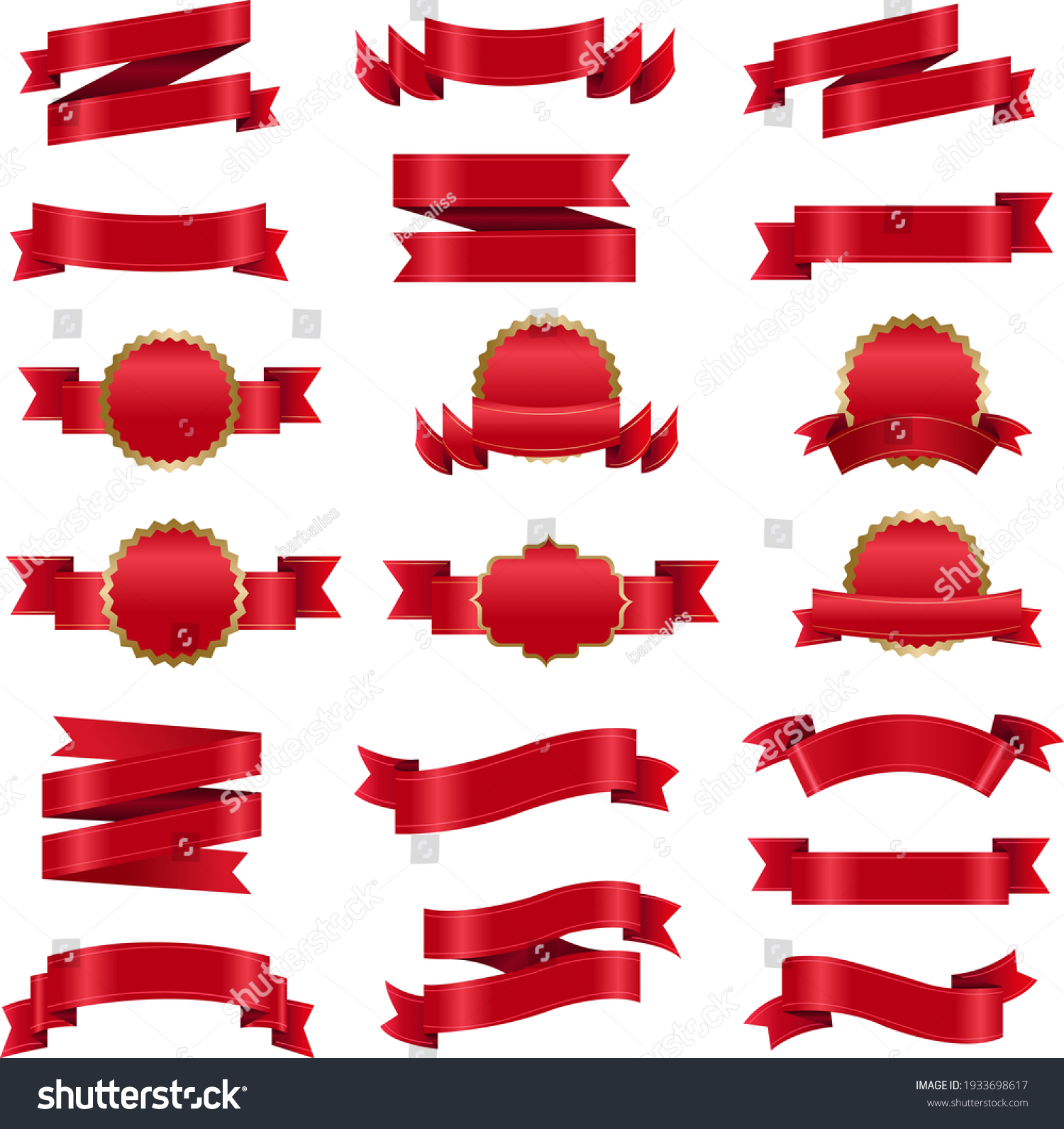 Big Set Red Ribbon Isolated White Stock Vector (Royalty Free ...