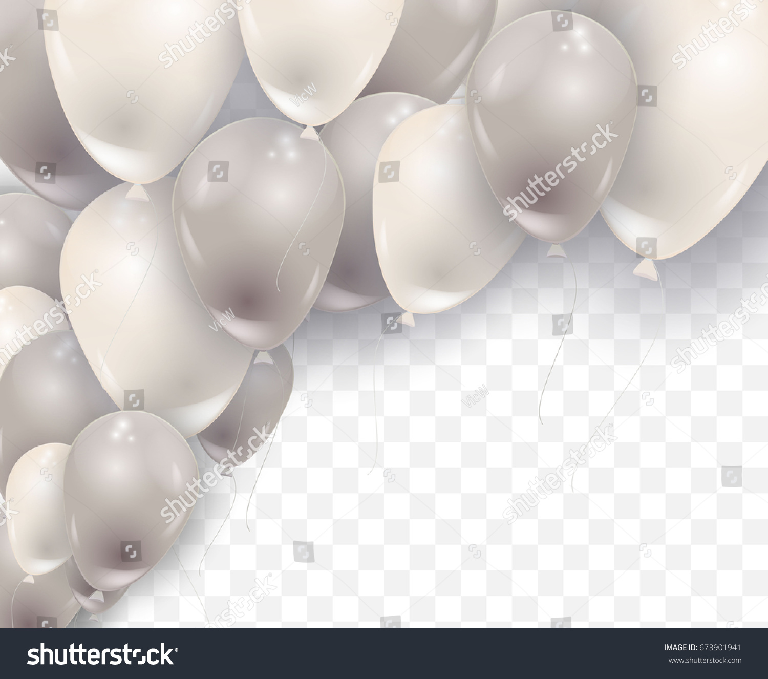 Big Silver Balloons Isolated On Transparent Stock Vector 673901941