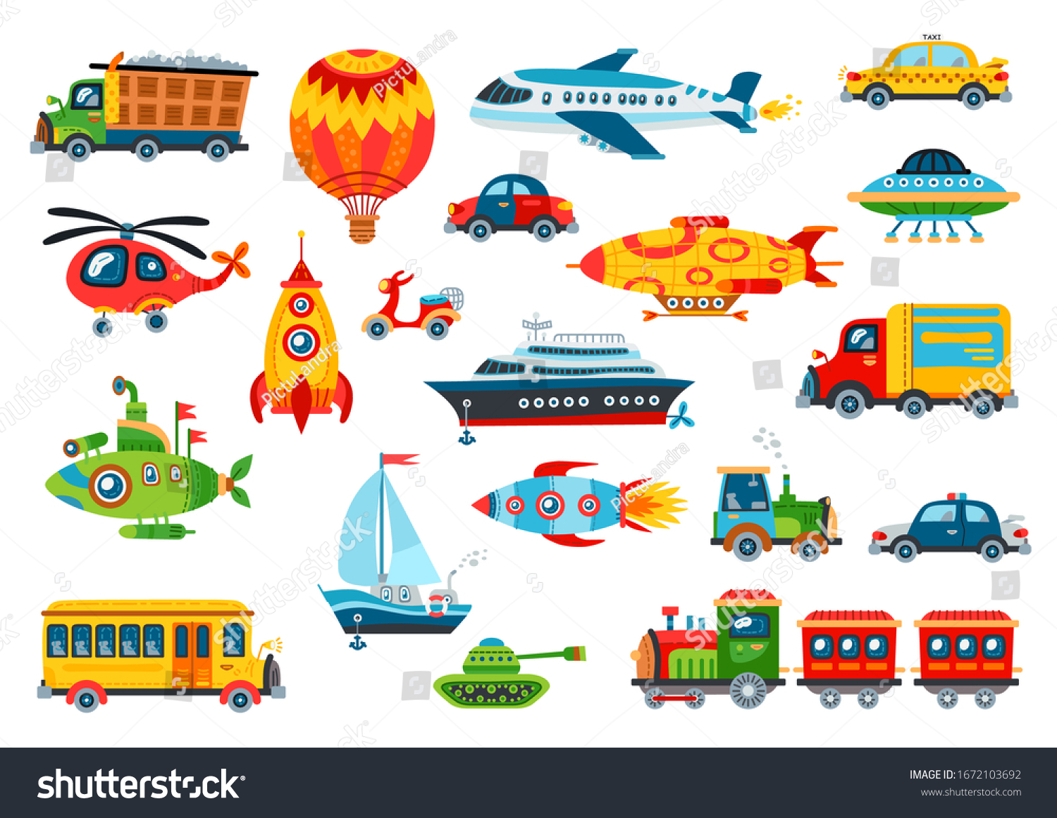 Big Toy Transport Set Vector Illustration Stock Vector Royalty Free