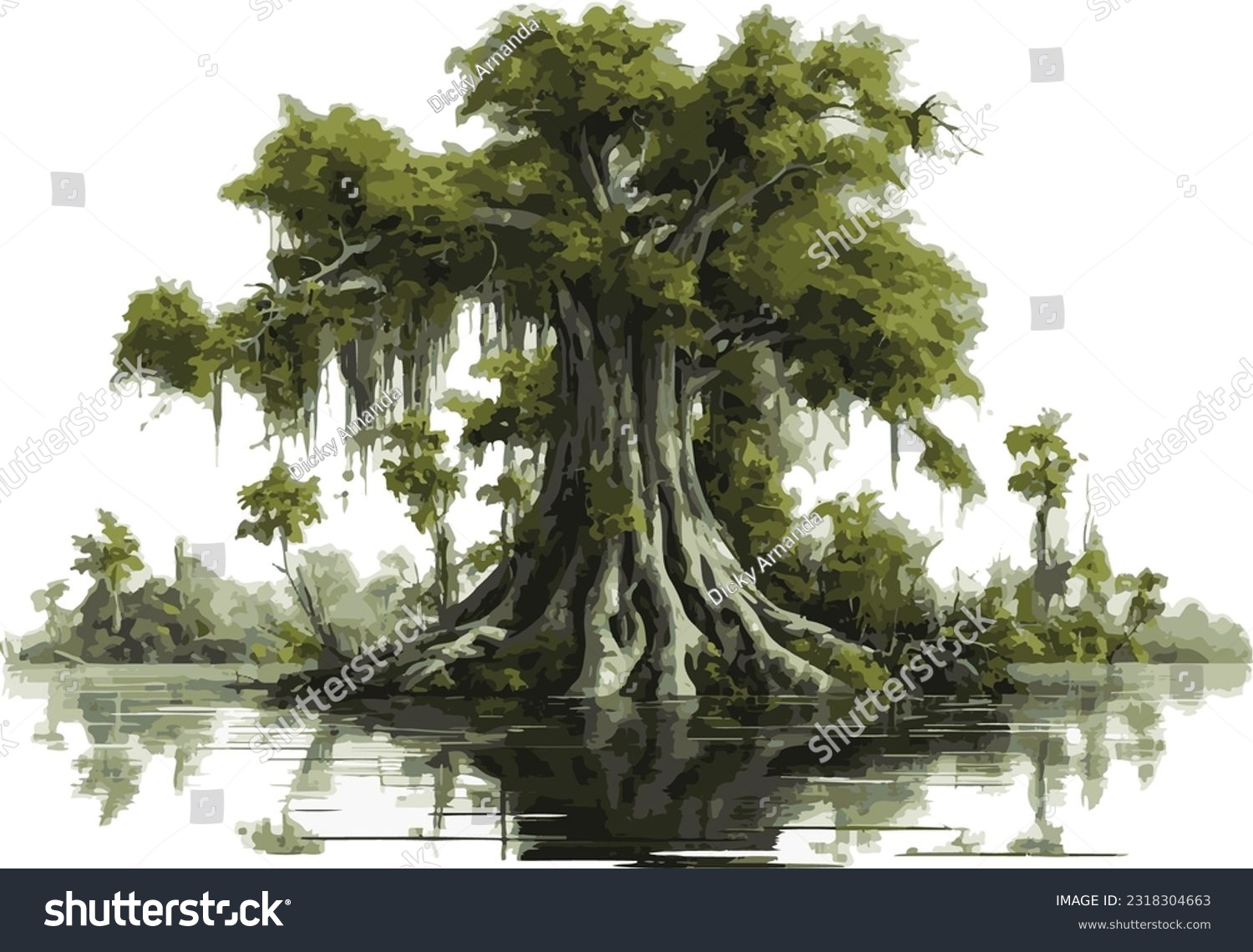 SVG of big tree in the swamp svg