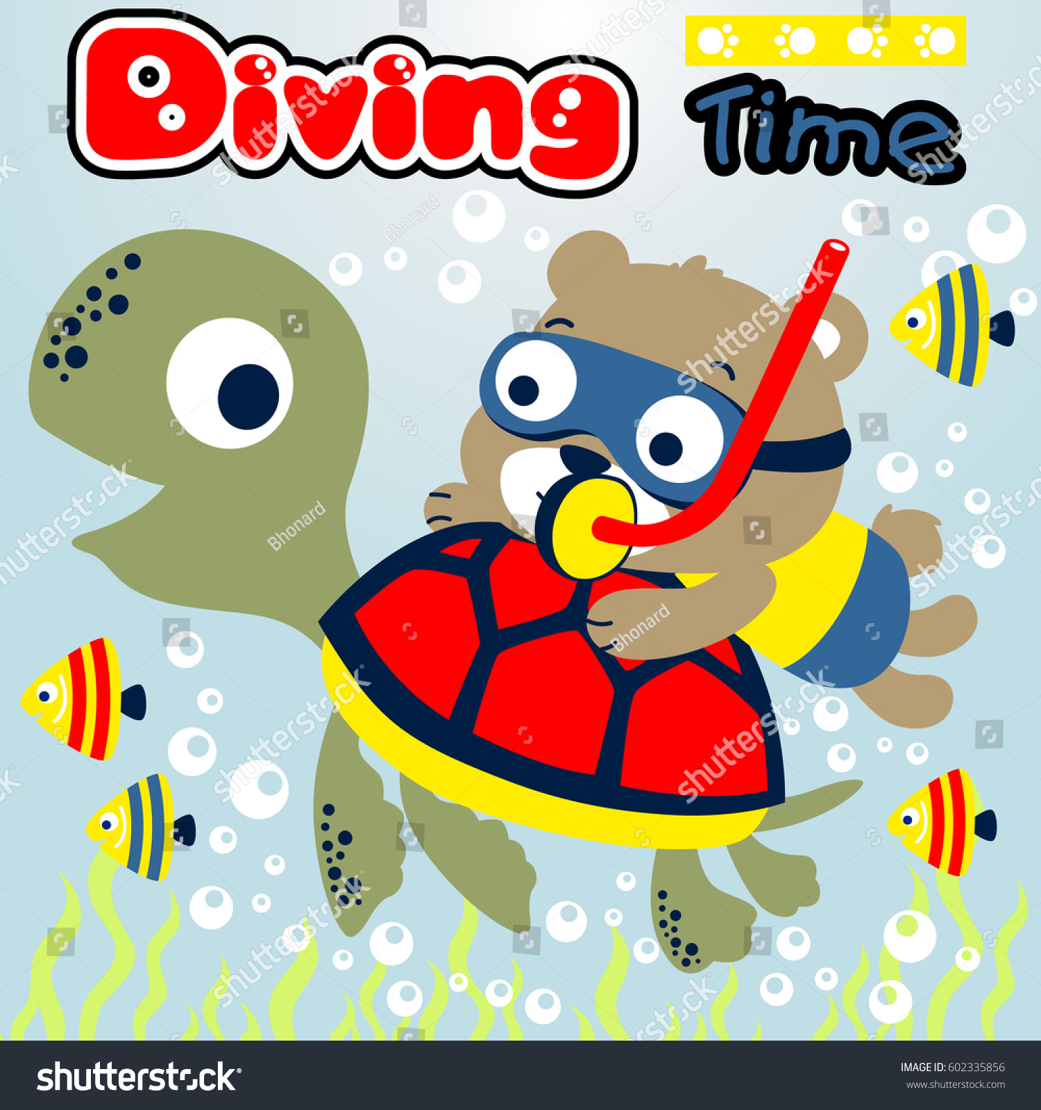 Big Turtle Bear Playing Under Water のベクター画像素材 Big Turtle Bear Playing Under Water のベクター画像素材