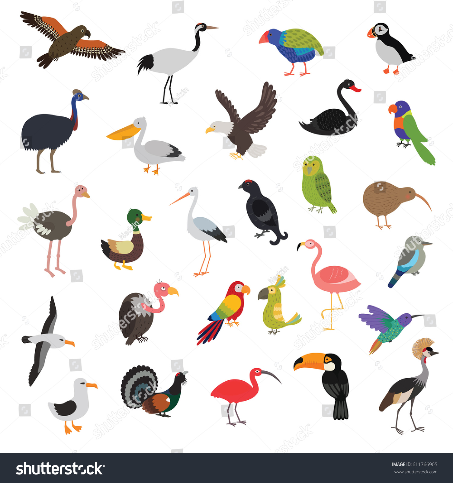 Big Vector Birds Set Stock Vector (Royalty Free) 611766905