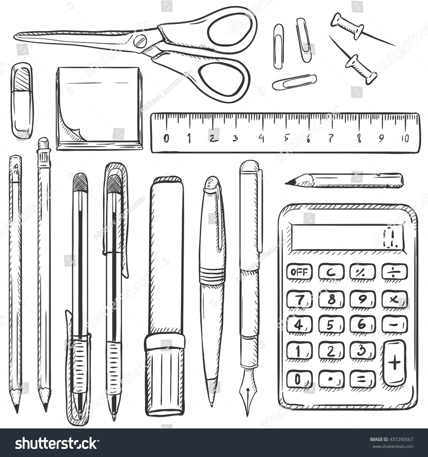 ruler sketch set Vector Vector Big Stock Items Set Stationery Sketch