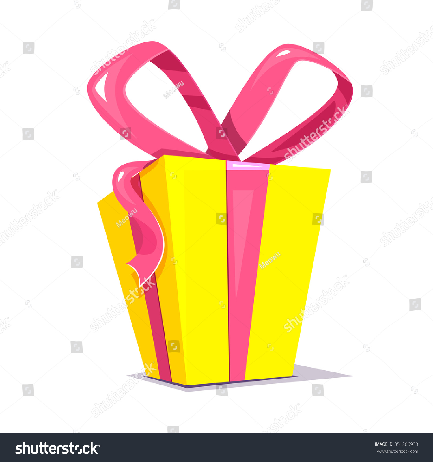 Big Yellow Gift Box Bright Pink Stock Vector Royalty Free 351206930