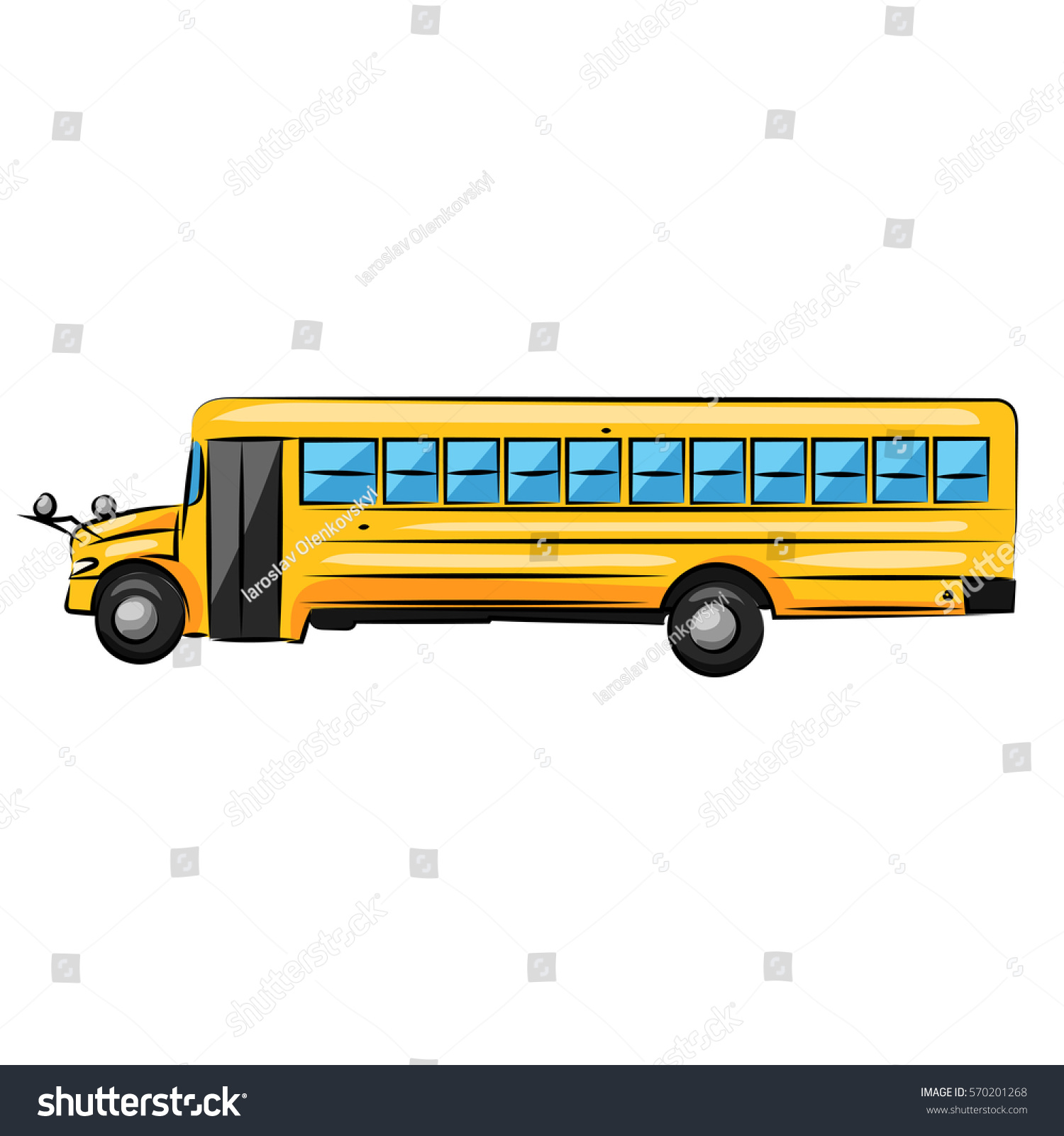 Big Yellow School Bus Isolated White Stock Vector (Royalty Free ...