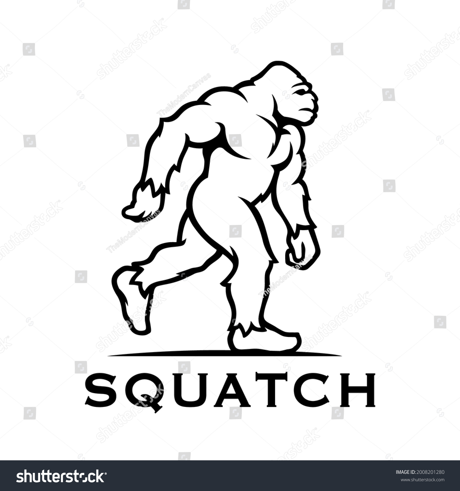 SVG of Bigfoot icon. Walking sasquatch symbol. Yeti sign. Squatch cryptid. Mythical ape man vector illustration. svg