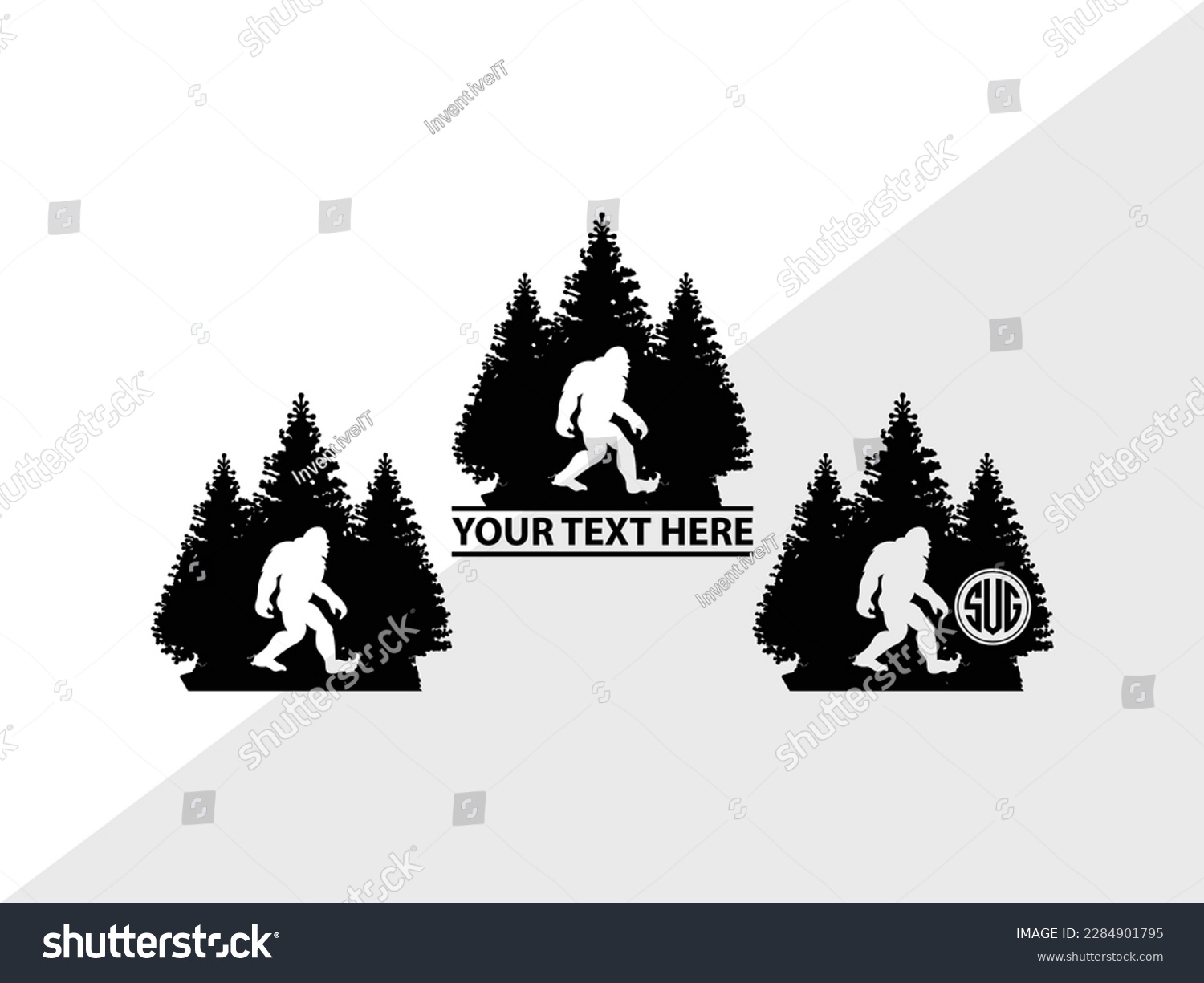 SVG of Bigfoot Monogram Vector Illustration Silhouette svg