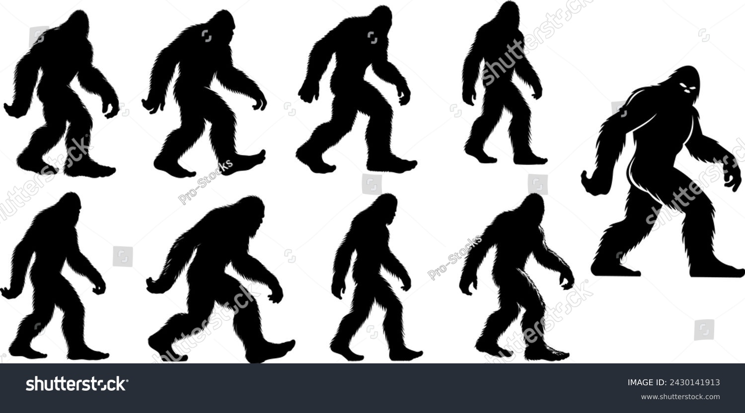 SVG of Bigfoot silhouette, cryptid, mystery, folklore, walking bigfoot pose, mythical, creature, legend, Sasquatch, Yeti, beast, monster, enigma, shadowy figure svg