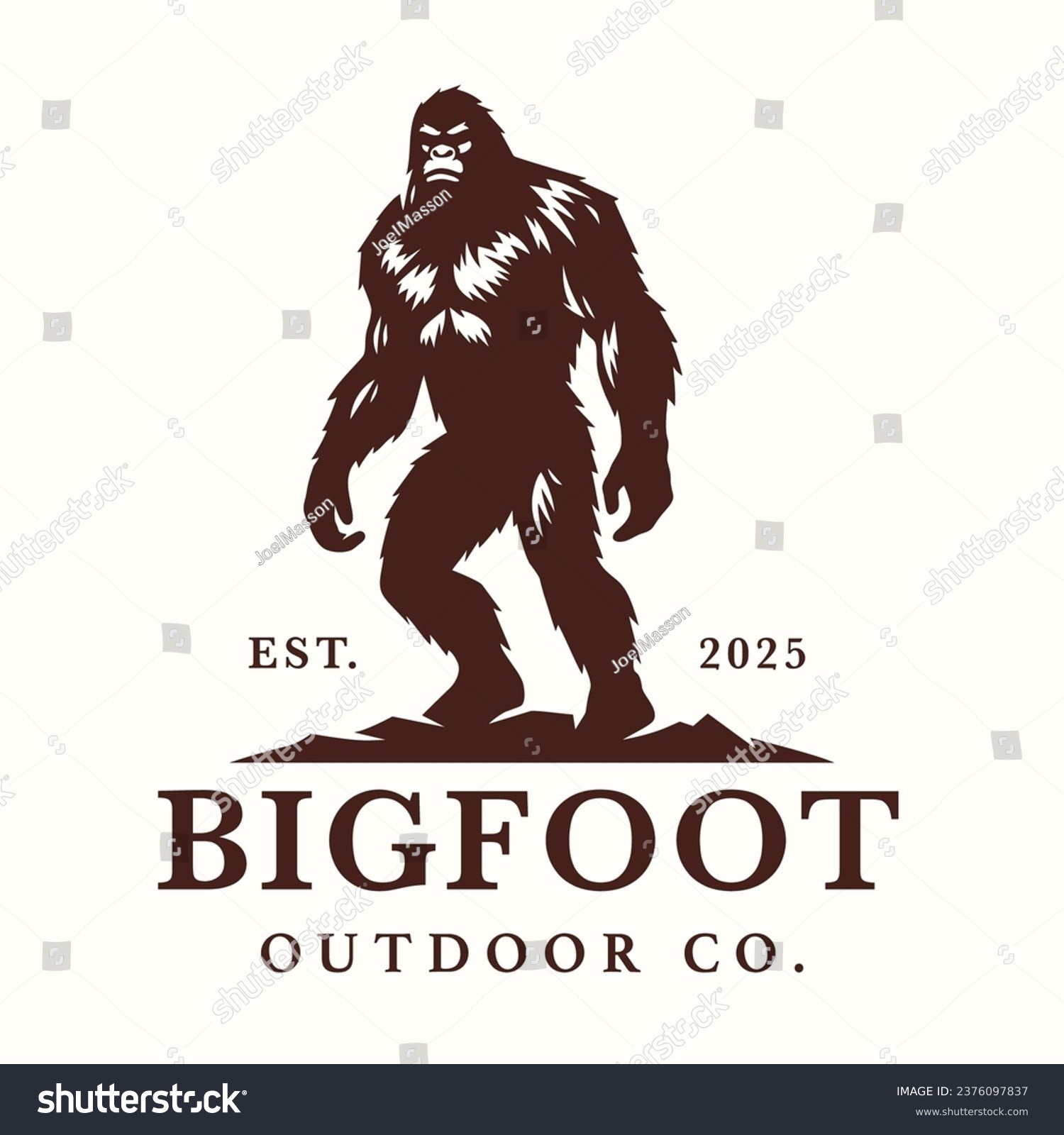 SVG of Bigfoot silhouette logo design. Sasquatch walking brand icon. Yeti symbol. Wood ape emblem. Mythical cryptid creature vector illustration. svg