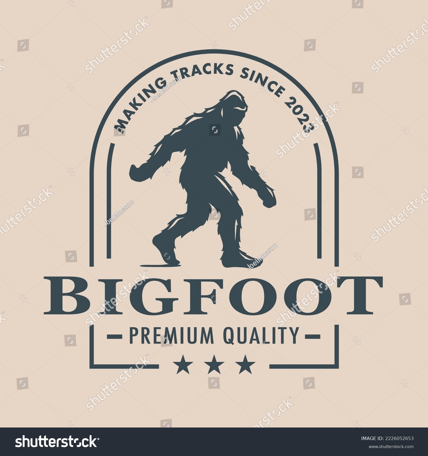SVG of Bigfoot walking logo design. Sasquatch silhouette icon. Hairy wild man symbol. Cryptid company emblem. Mythical skunk-ape outdoor brand design element. Vector illustration. svg