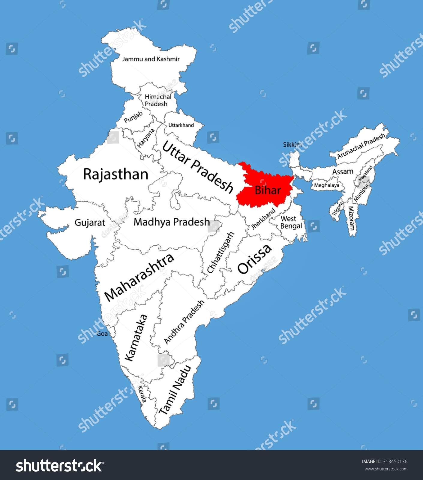 Bihar In India Outline Map Bihar State India Vector Map Silhouette Stock Vector (Royalty Free)  313450136 | Shutterstock