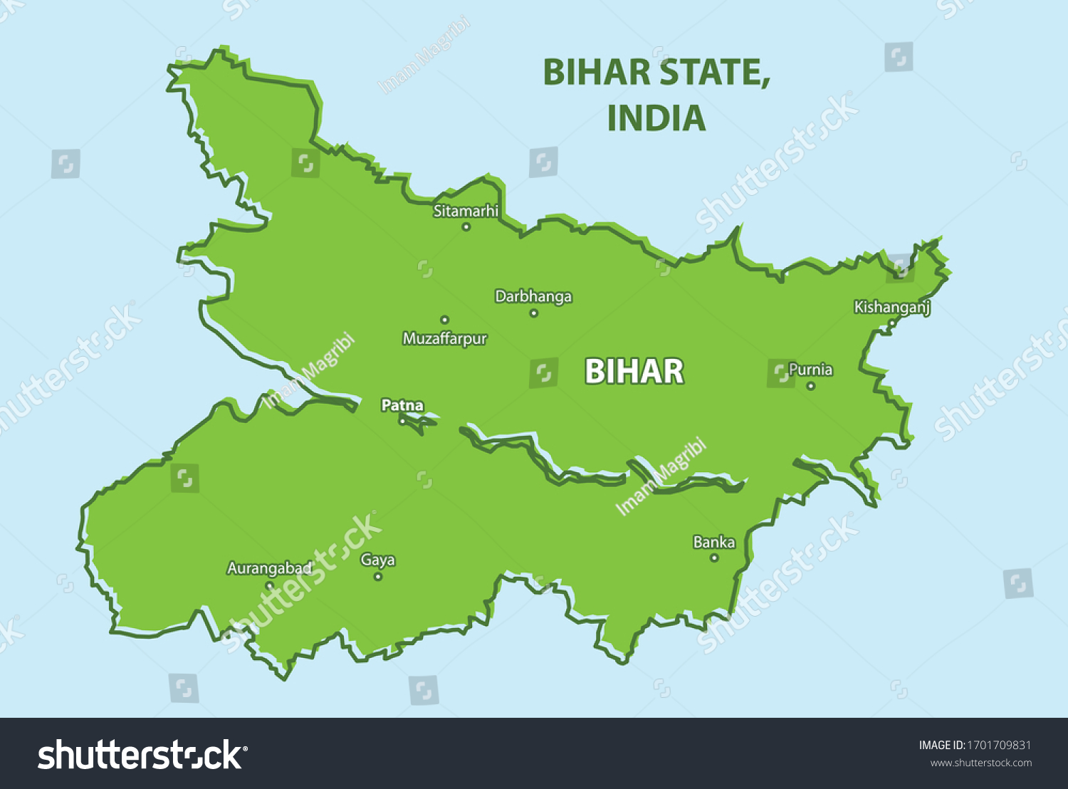 Bihar State Map India Country Stock Vector (Royalty Free) 1701709831