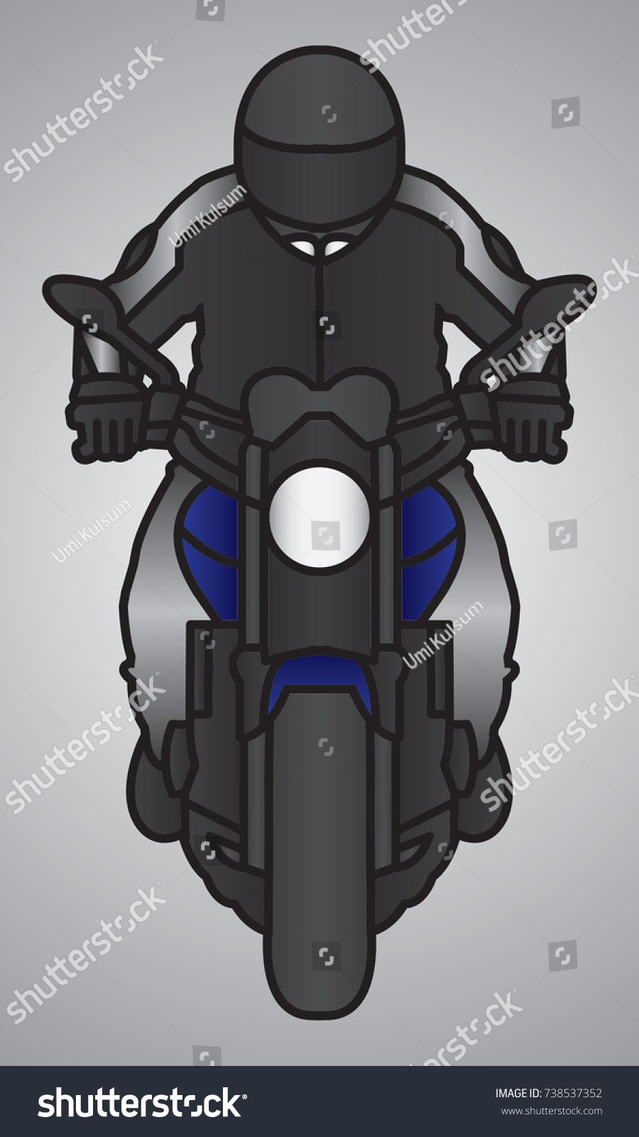 Biker Front View Stock Vector (Royalty Free) 738537352 | Shutterstock