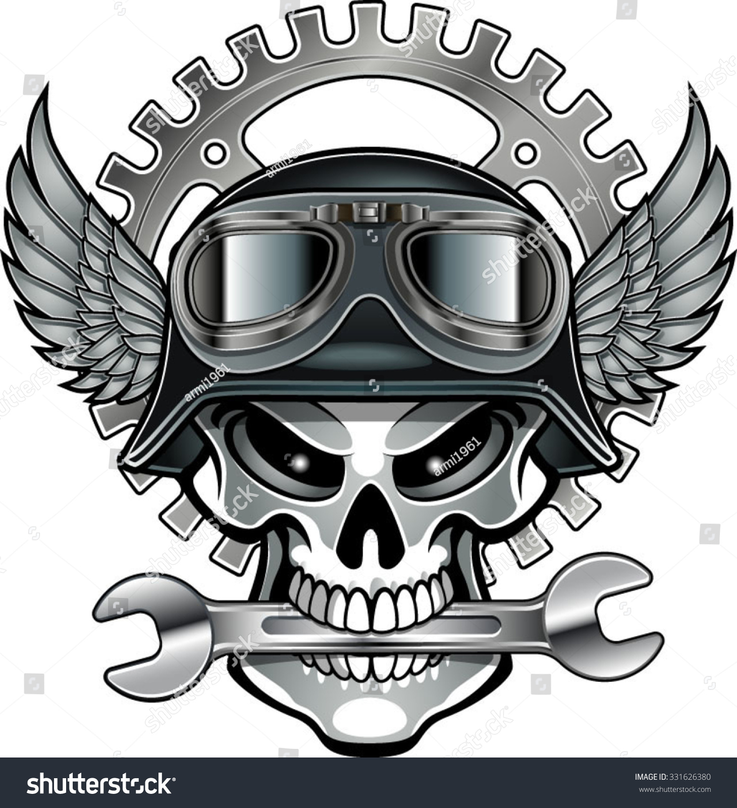 Biker Skull Emblem Stock Vector Illustration 331626380 : Shutterstock