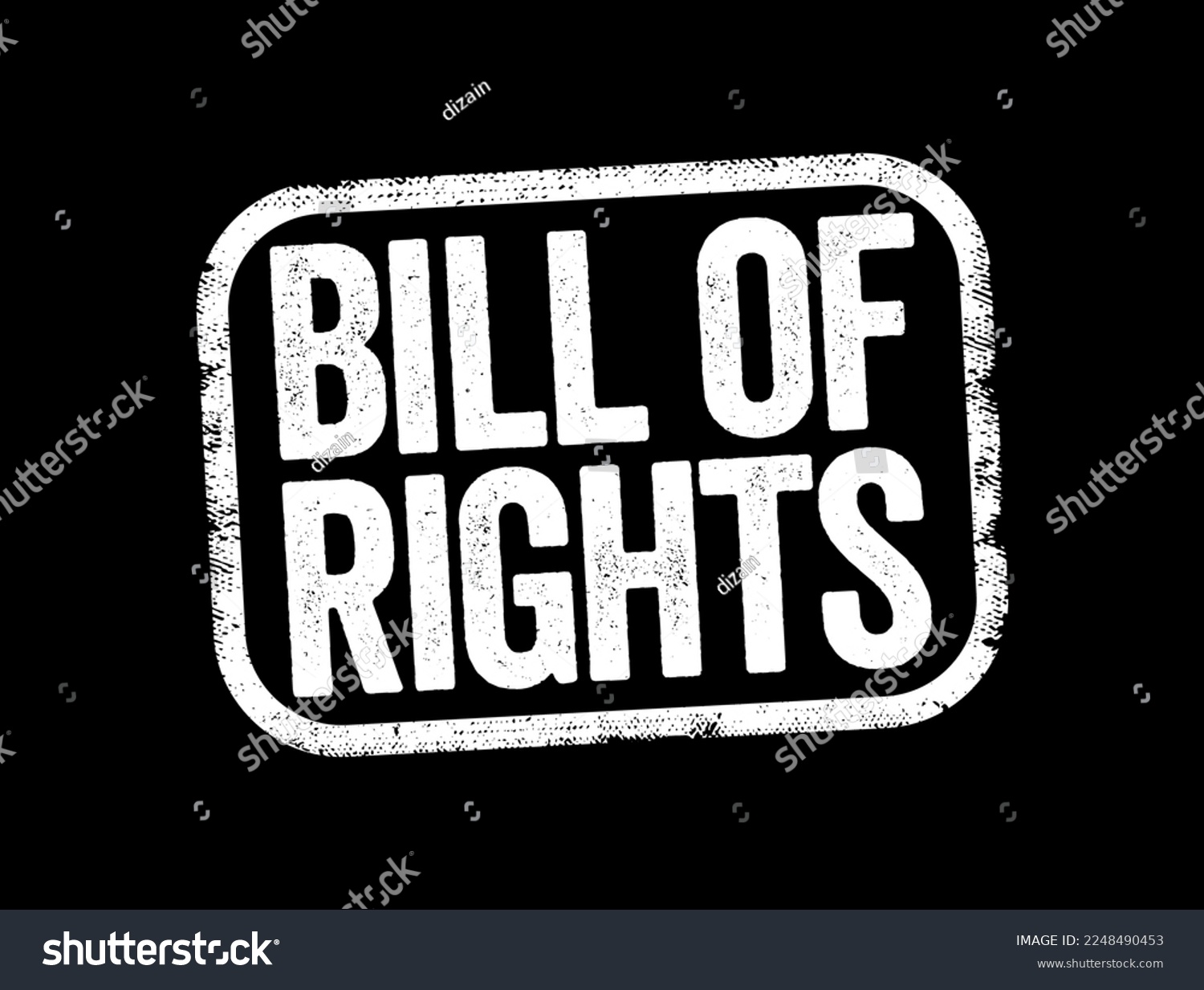 SVG of Bill of Rights is the first 10 Amendments to the Constitution, text stamp concept background svg