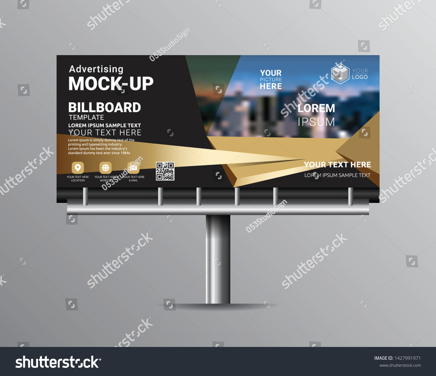 Billboard Template Designs Outdoor Advertising Leaflet Stock