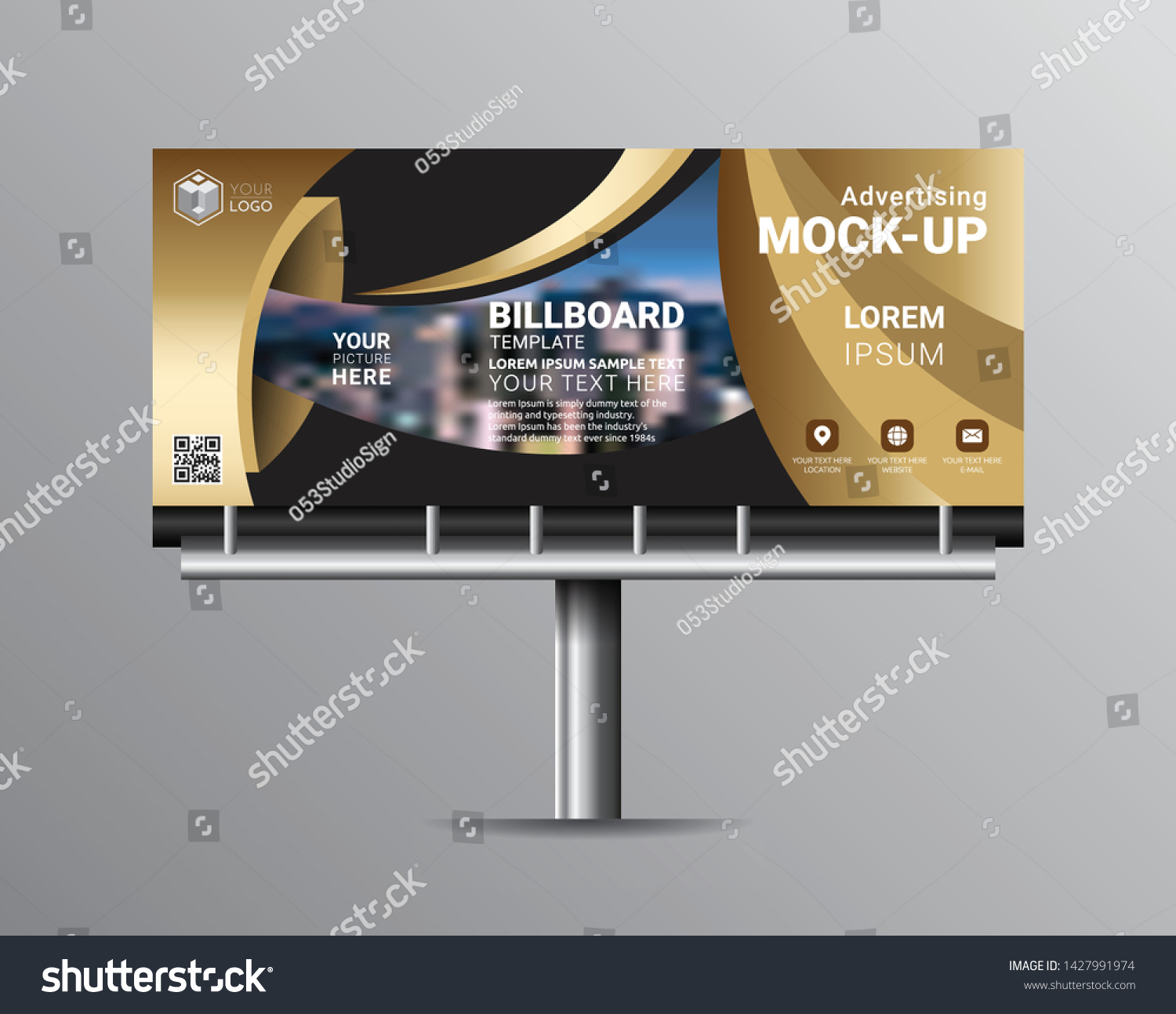 Billboard Template Designs Outdoor Advertising Leaflet Stock