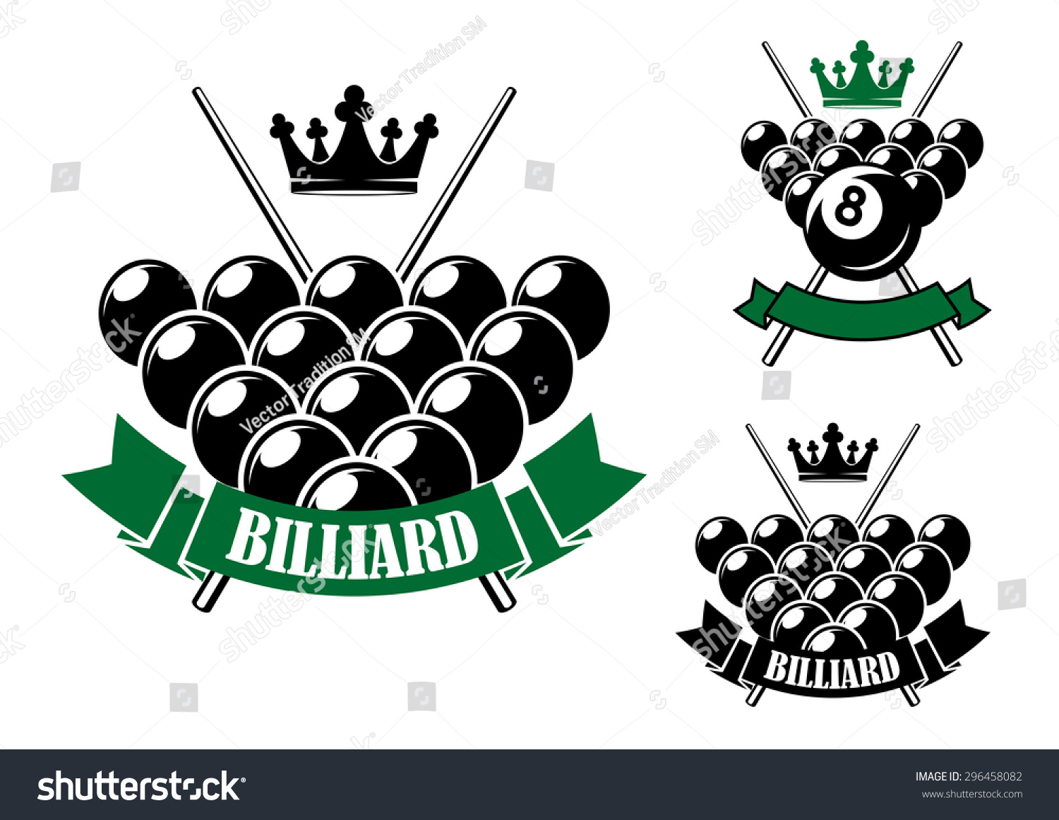 Billiards Or Pool Icons Design With Billiard Balls In Starting Position ...