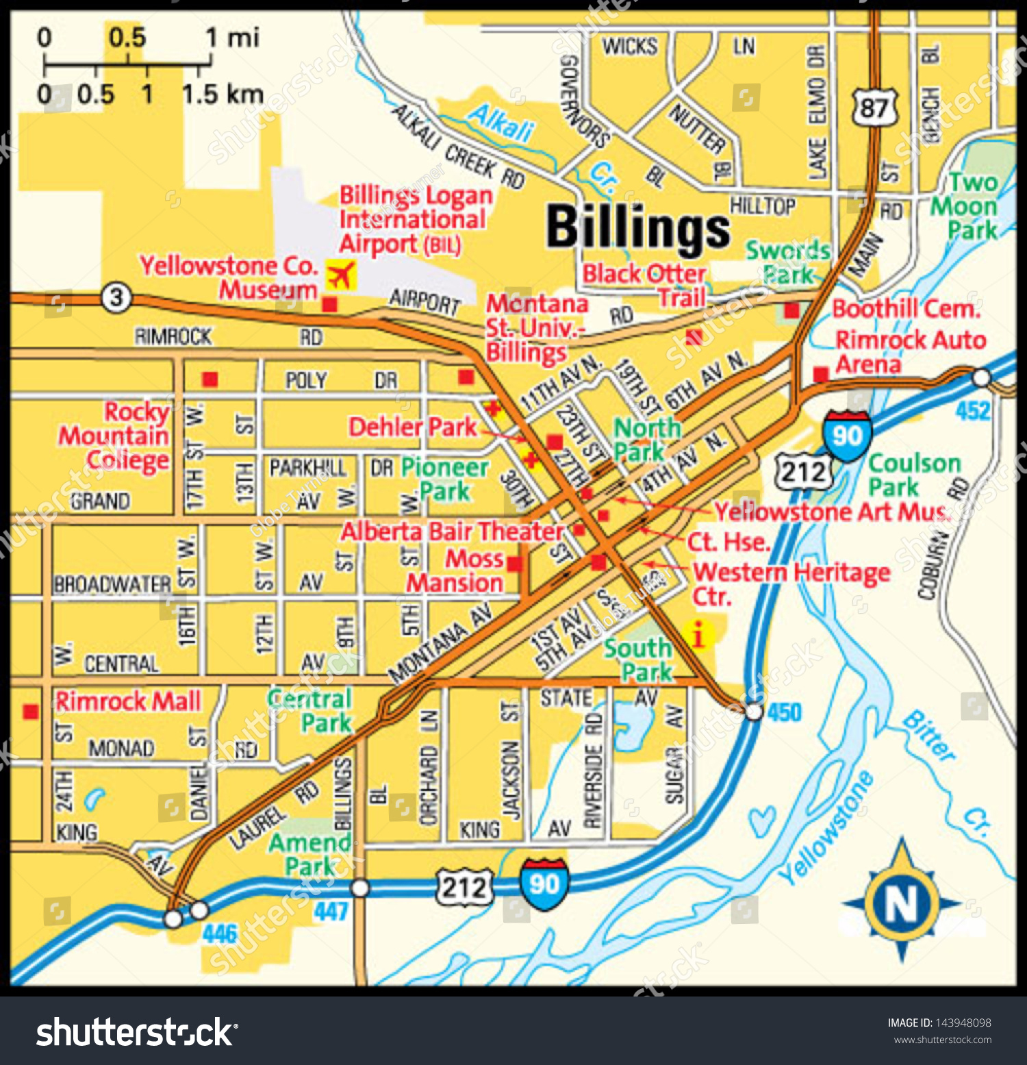 Map Of Billings Mt And Surrounding Area Billings Montana Area Map Stock Vector (Royalty Free) 143948098 |  Shutterstock